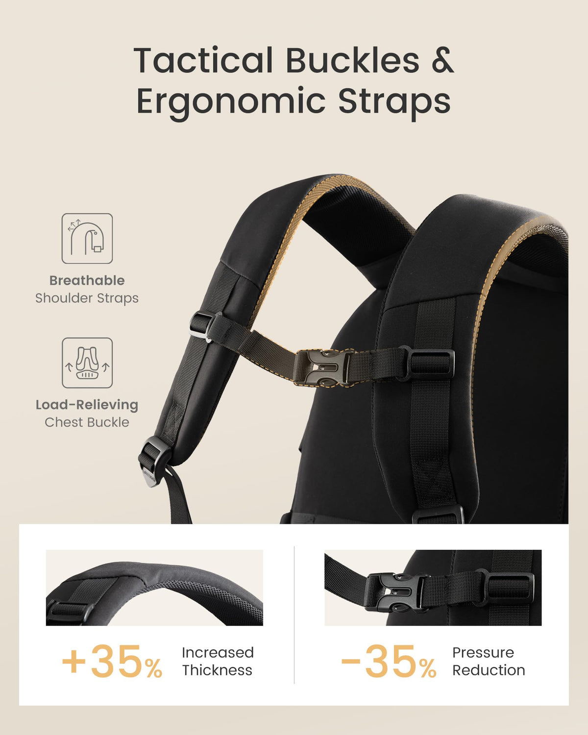 LOVEVOOK Laptop Backpack Women/Men with 40oz Cup Holder Buckle Strap, 15.6 Inch Tech-Ready Work Backpack, TSA-compliant for Travel & College with Versatile Mesh Pocket, Black
