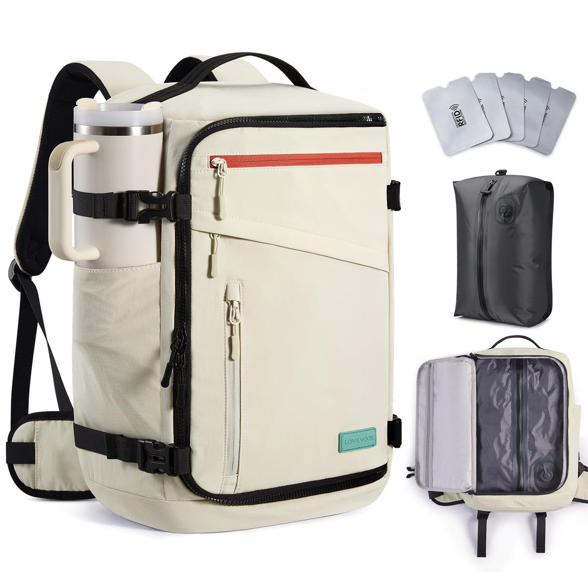 LOVEVOOK Travel Backpack for Women Men, Airline Approved Carry On Luggage