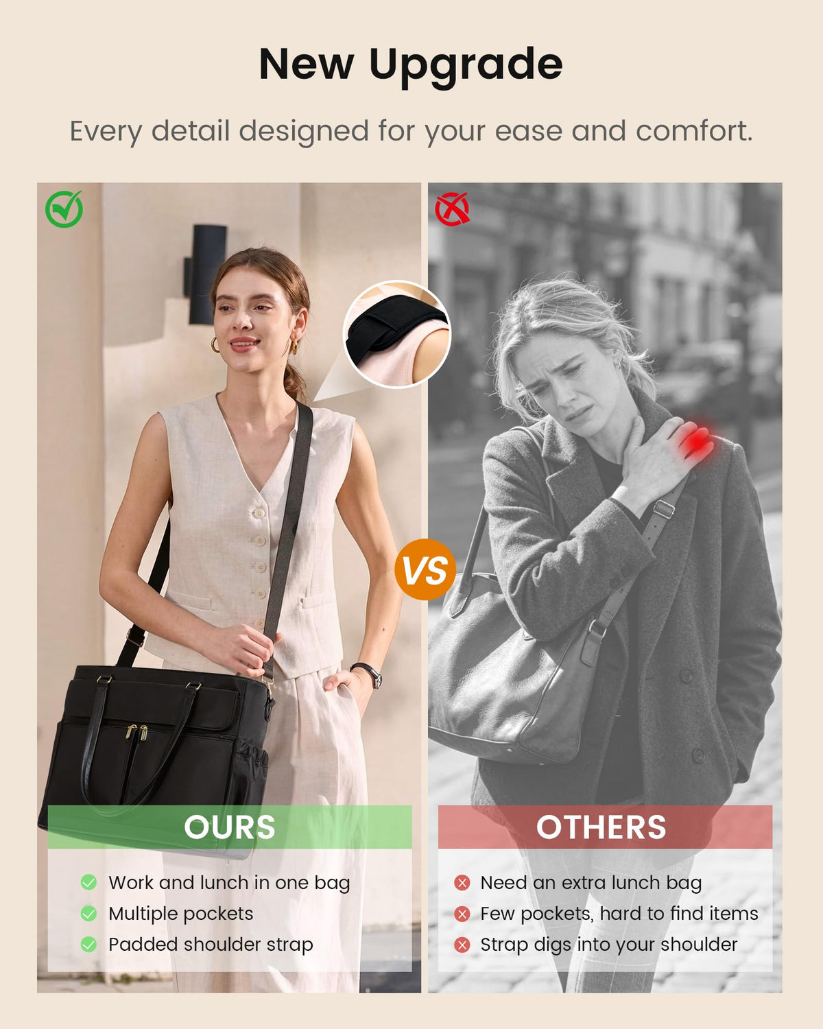 LOVEVOOK Lunch Tote Bag for Women, Work Laptop Bag with Lunch Compartment