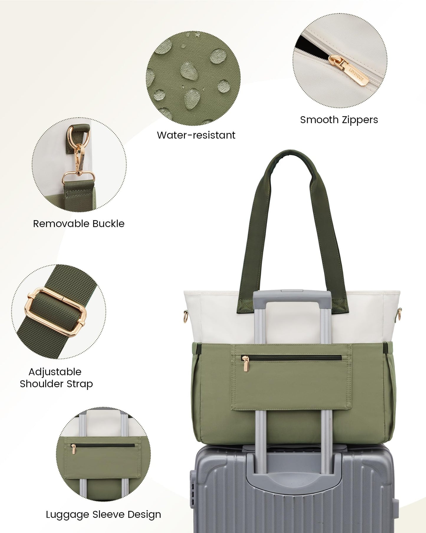 LOVEVOOK Lunch Tote Bag for Women, Work Laptop Bag with Lunch Compartment