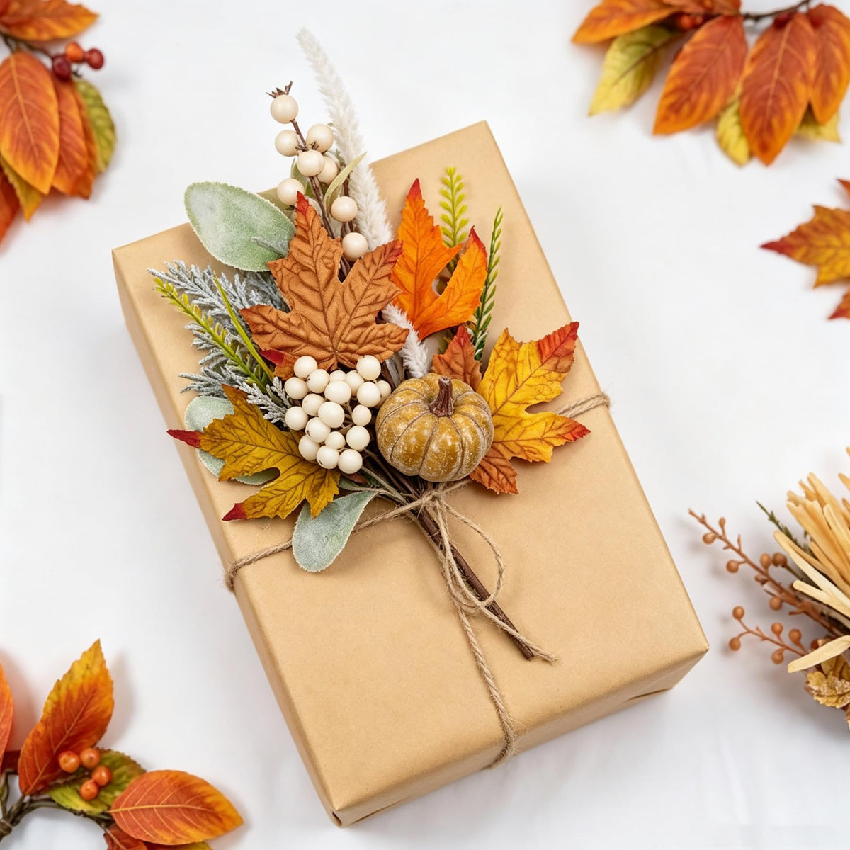 20" Harvest Fall Wreath for Front Door,Pumpkins Berries Autumn Wreaths