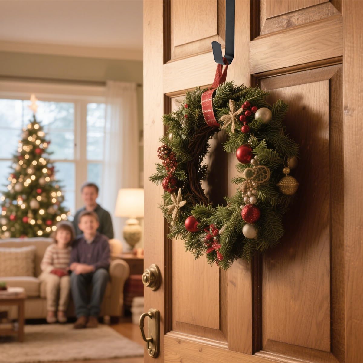 Sattiyrch 15" Wreath Hanger for Front Door, Over the Door Wreath Hook