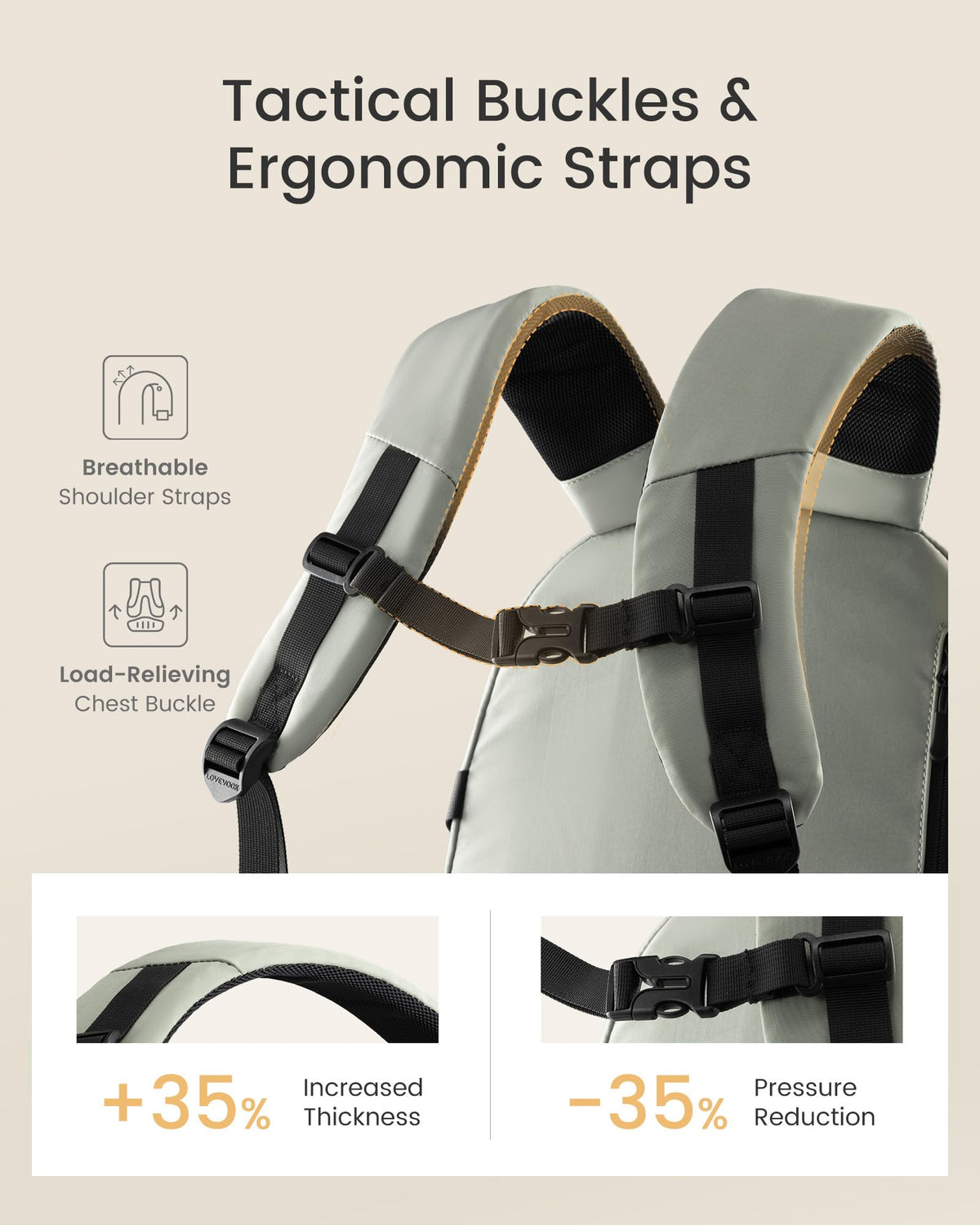 LOVEVOOK Laptop Backpack Women/Men with 40oz Cup Holder Buckle Strap, 15.6 Inch Tech-Ready Work Backpack, TSA-compliant for Travel & College with Versatile Mesh Pocket, Black