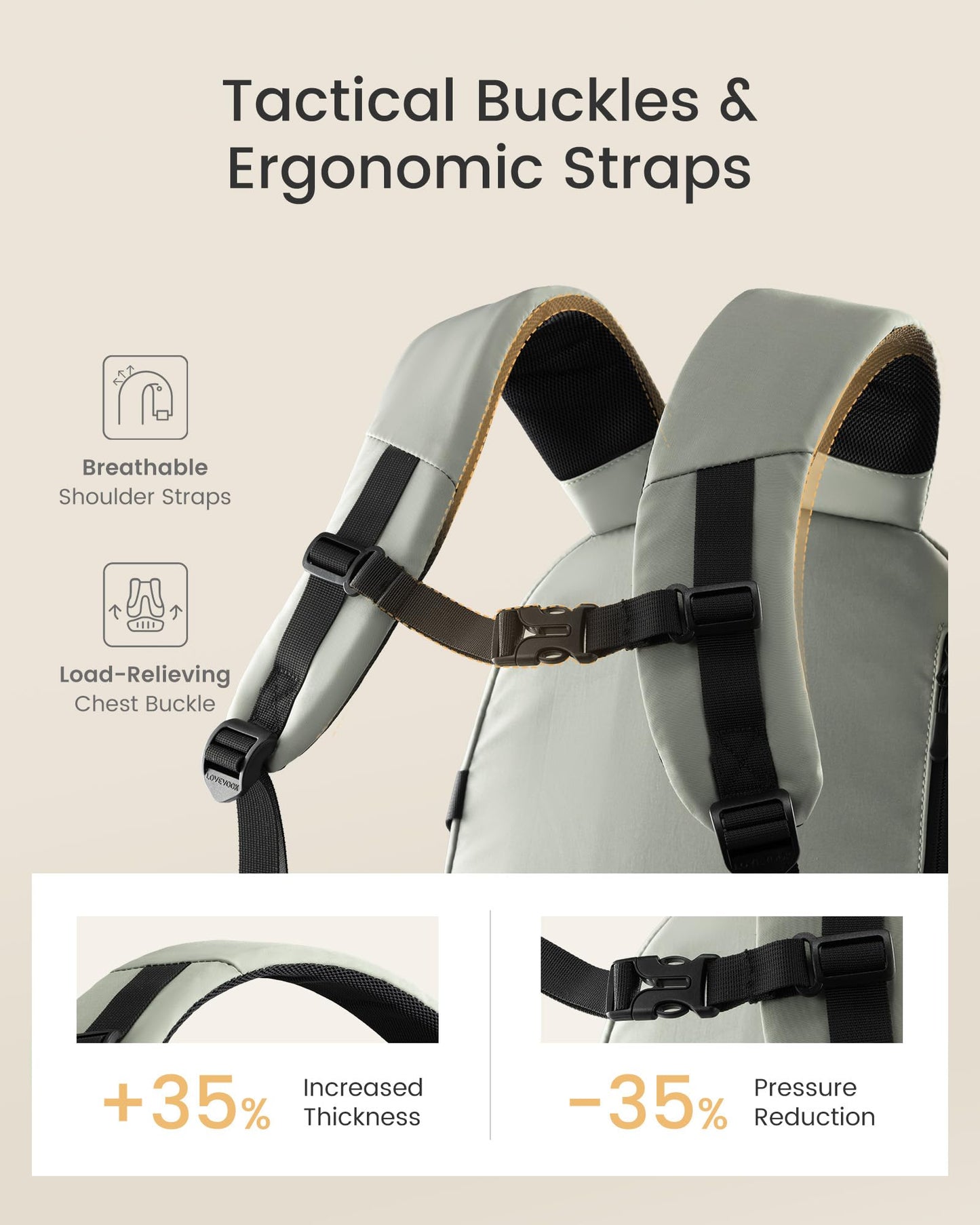 LOVEVOOK Laptop Backpack Women/Men with 40oz Cup Holder Buckle Strap, 15.6 Inch Tech-Ready Work Backpack, TSA-compliant for Travel & College with Versatile Mesh Pocket, Black