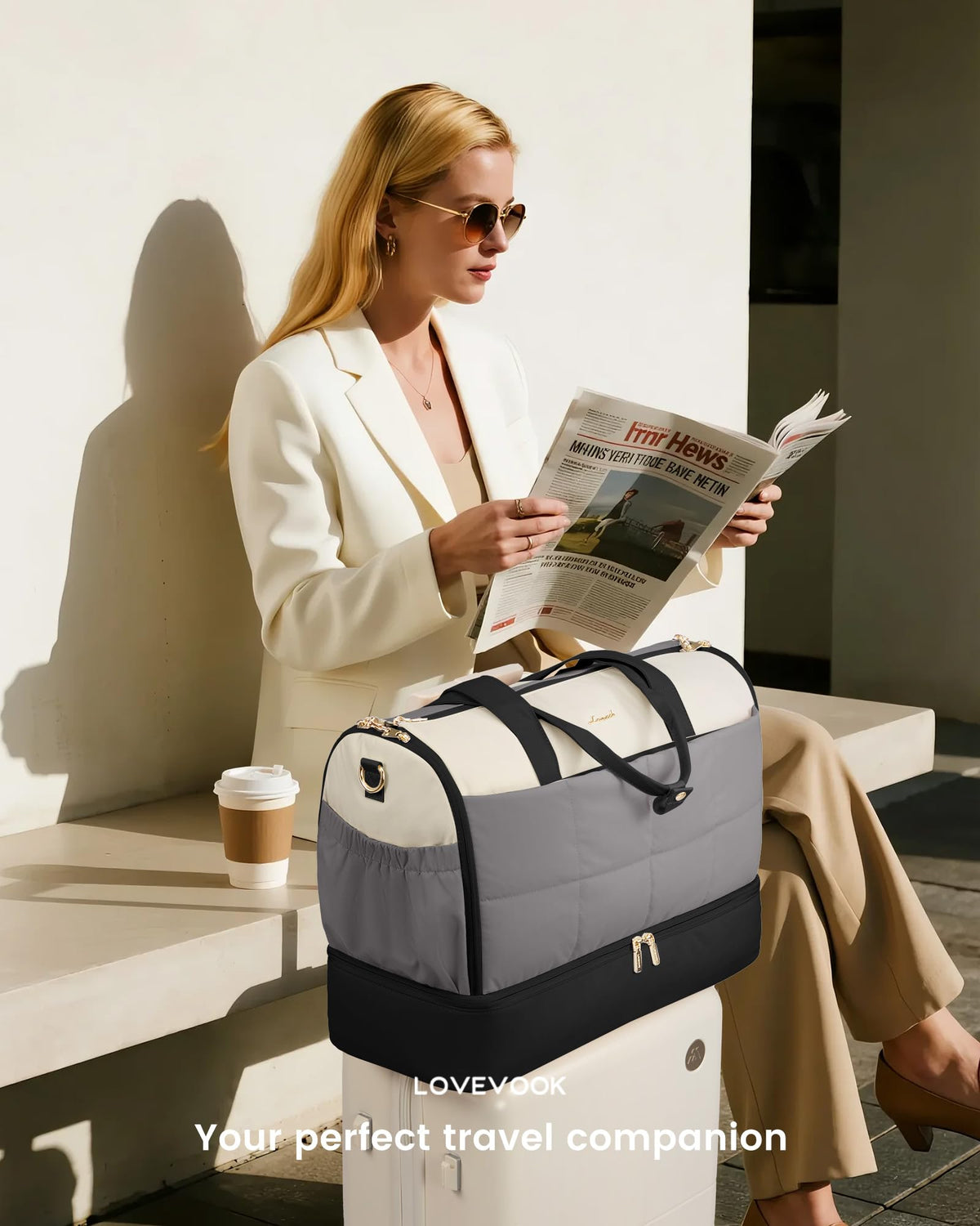 LOVEVOOK Garment Bags for Travel,Convertible Garment Bag for Women with Shoe Pouch,Carry on Duffel Bag with Toiletry Bag, 2 in 1 Hanging Suitcase Suit Bag,Waterproof Weekender Bags for Business Trip