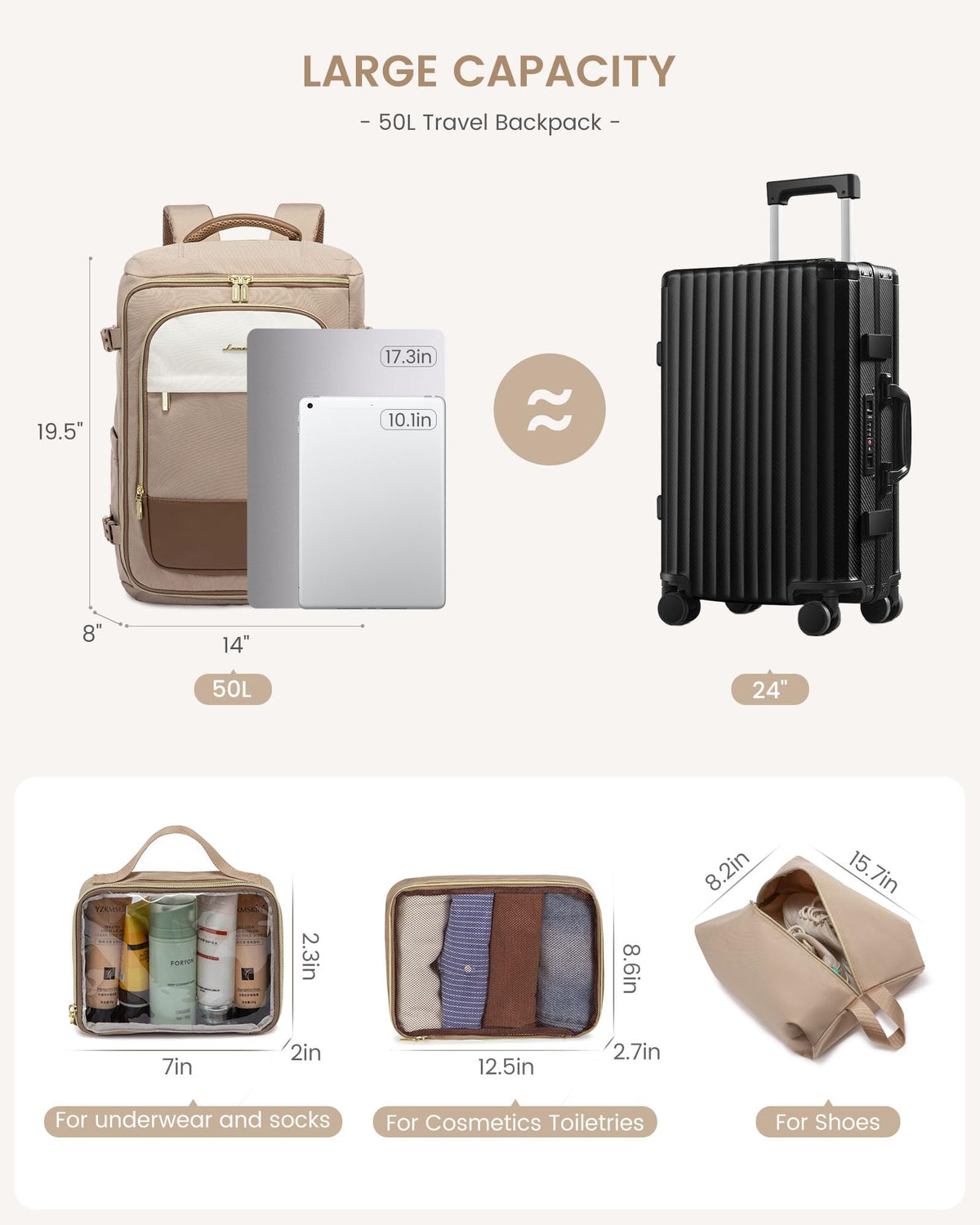 LOVEVOOK Travel Backpack Carry on Flight Approved for Women/Men