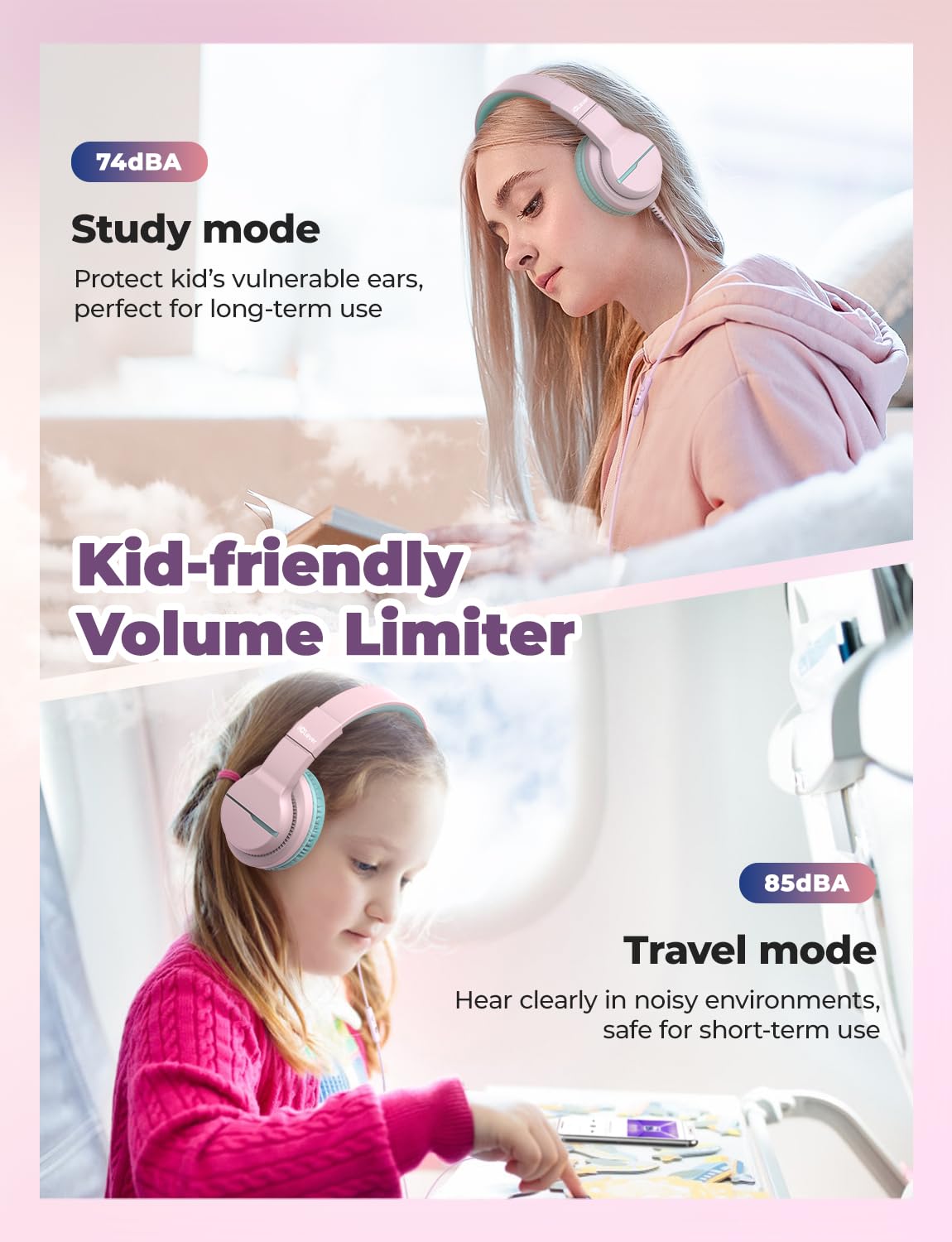 iClever HS19S Kids Headphones for School, Over-Ear for Toddler Boys Girls