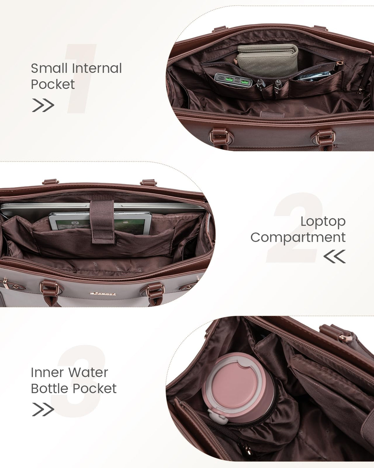 LOVEVOOK Laptop Bag for Women 15.6 Inch Work Tote, Business Computer Briefcase, Waterproof PU Leather Tote Bag for Teacher, Office Shoulder Tote Purse