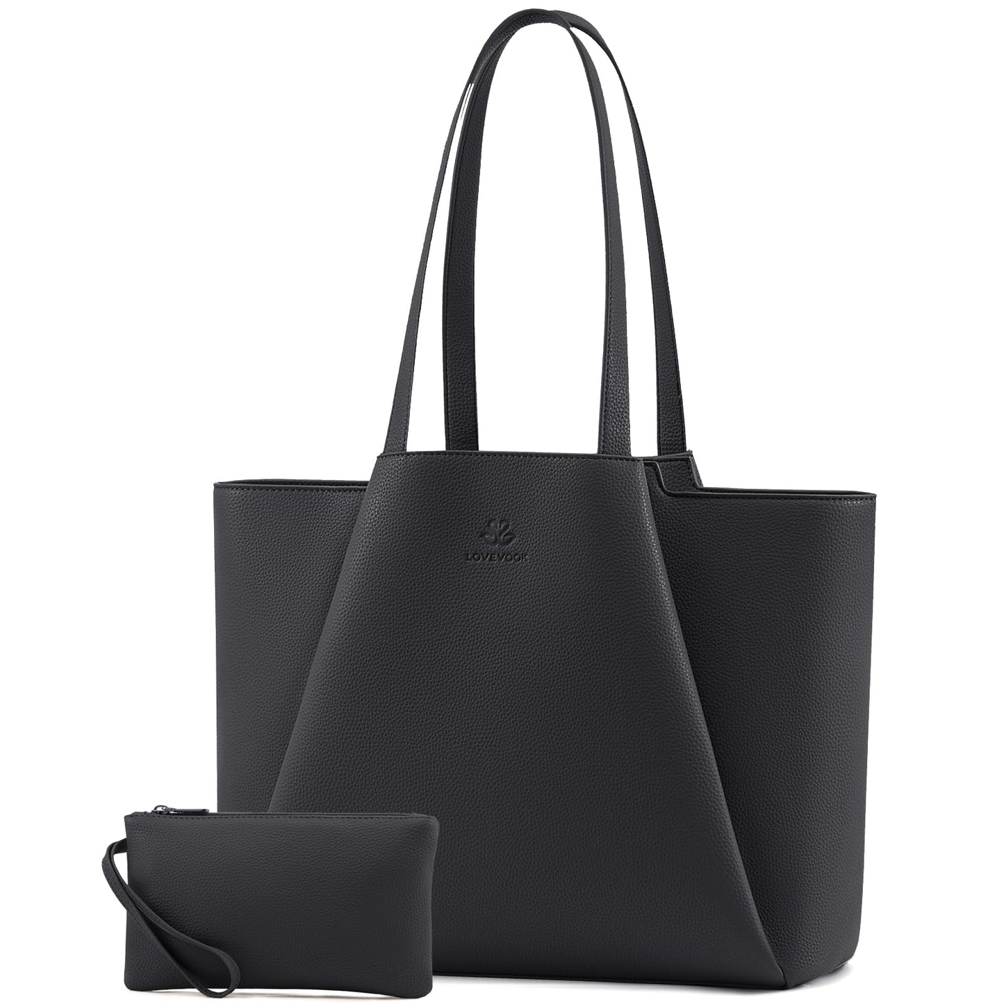 LOVEVOOK Laptop Tote for Women - 15.6 Inch Faux Leather Laptop Bag with Clutch, Large Capacity Office Purse Computer