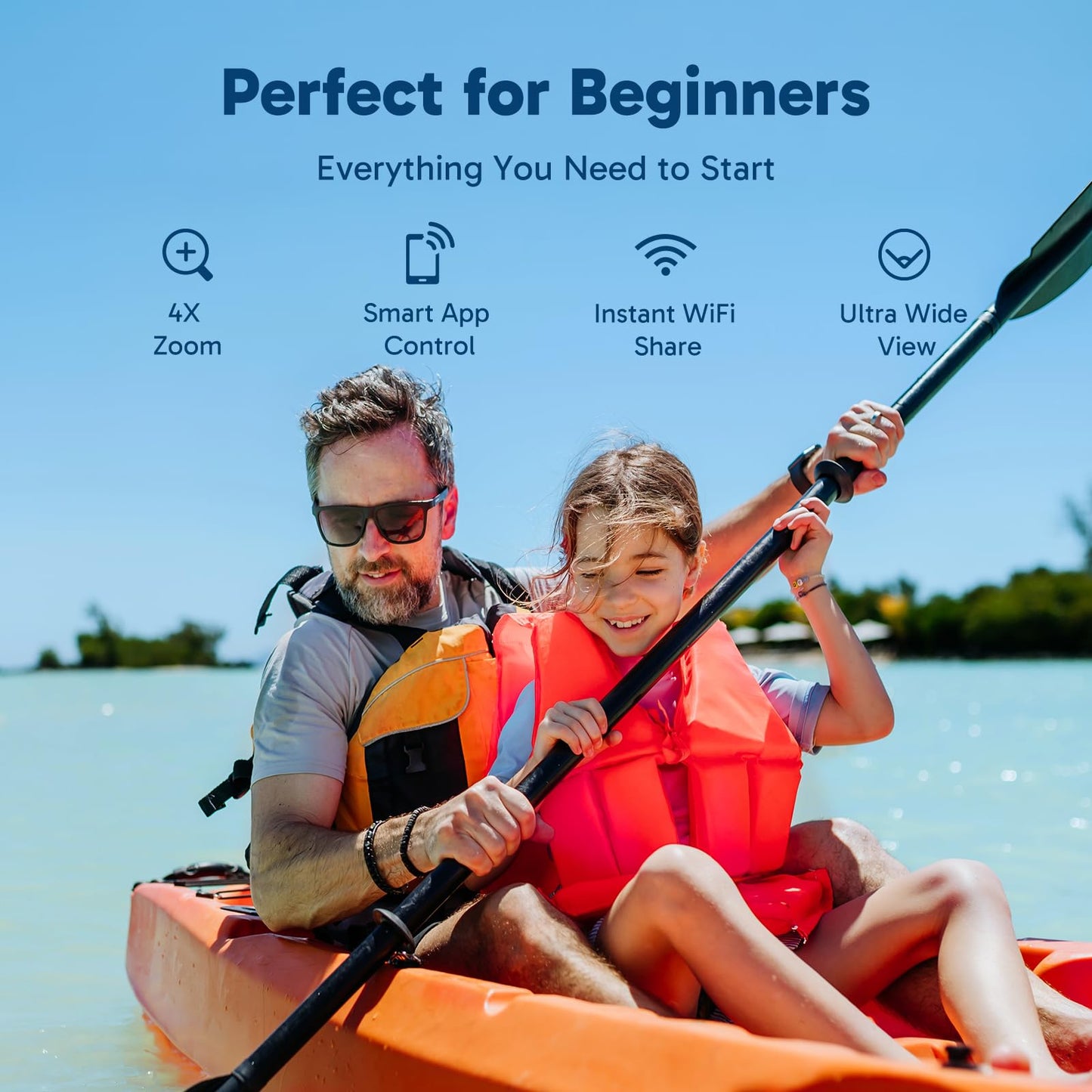 AKASO EK7000 4K30FPS 20MP WiFi Action Camera with EIS Ultra HD 131FT Waterproof Underwater Camera Remote Control 4X Zoom Support External Microphone Blue