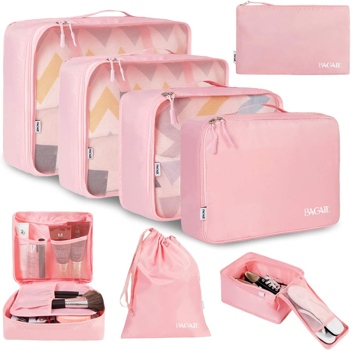 BAGAIL 8 Set Packing Cubes Luggage Packing Organizers for Travel Accessories-Aqua Color