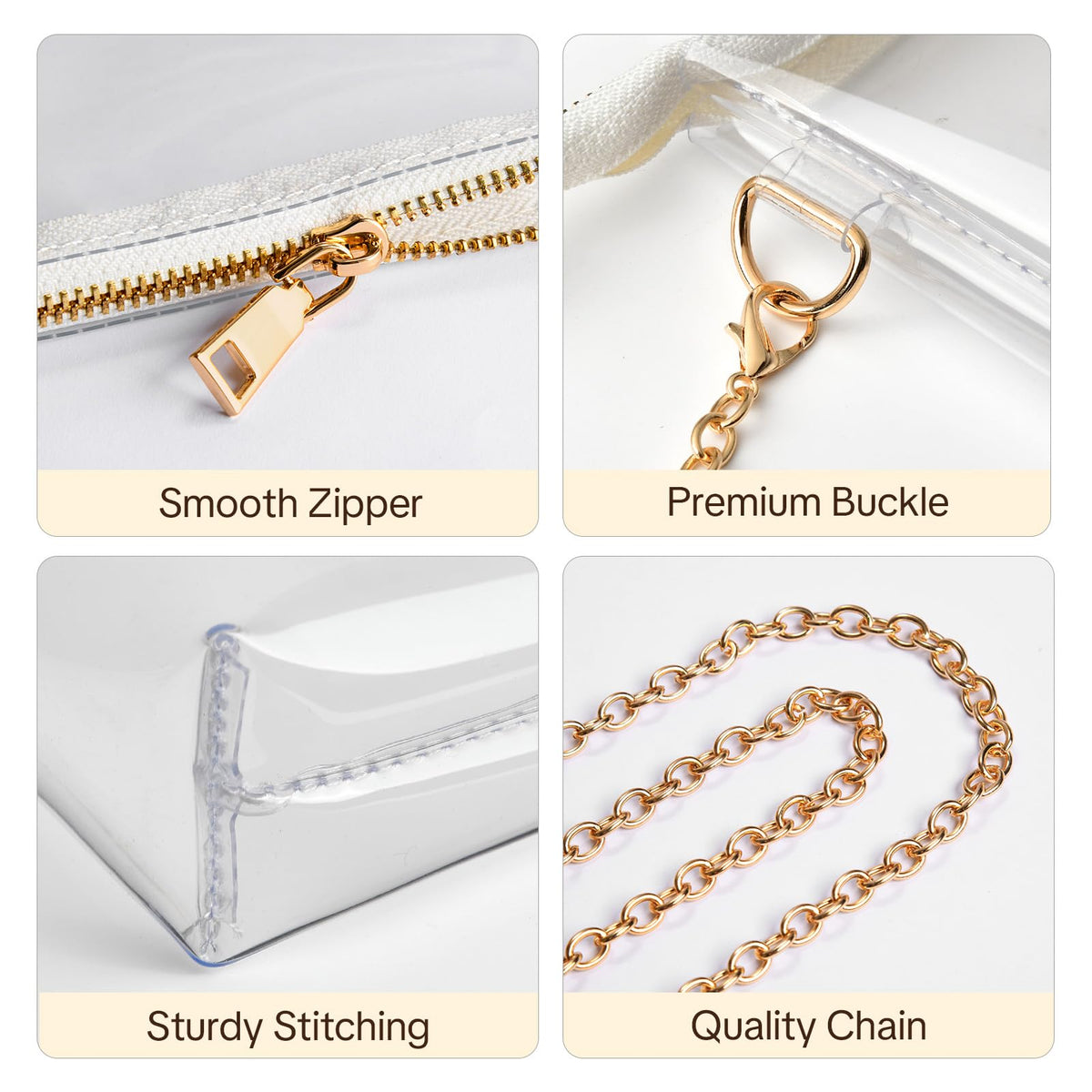 BS-VOG Clear Purse for Stadium Events, Clear Crossbody Bag for Women