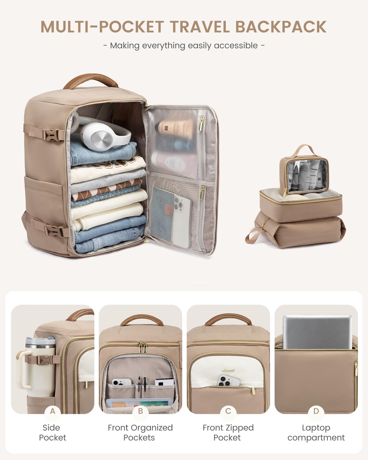 LOVEVOOK Travel Backpack Carry on Flight Approved for Women/Men