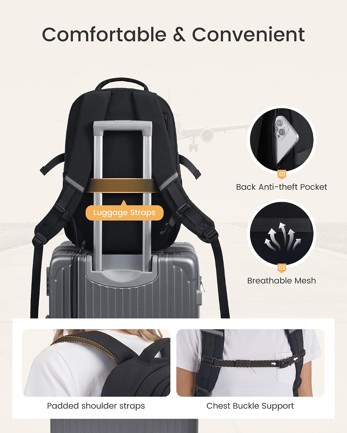 LOVEVOOK Laptop Backpack for College, Work Backpack for Women & Men