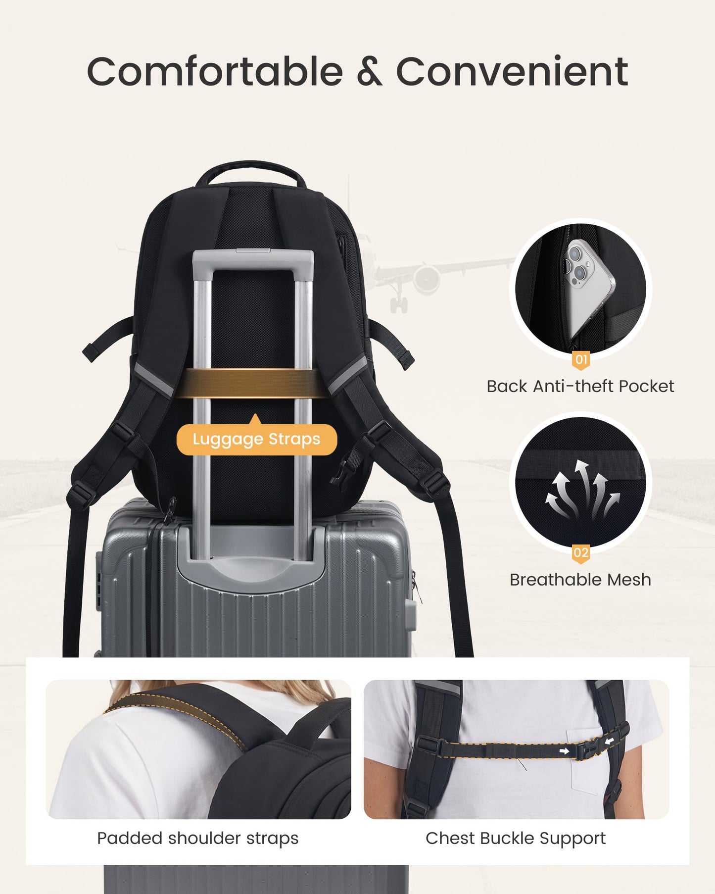 LOVEVOOK Laptop Backpack for College, Work Backpack for Women & Men