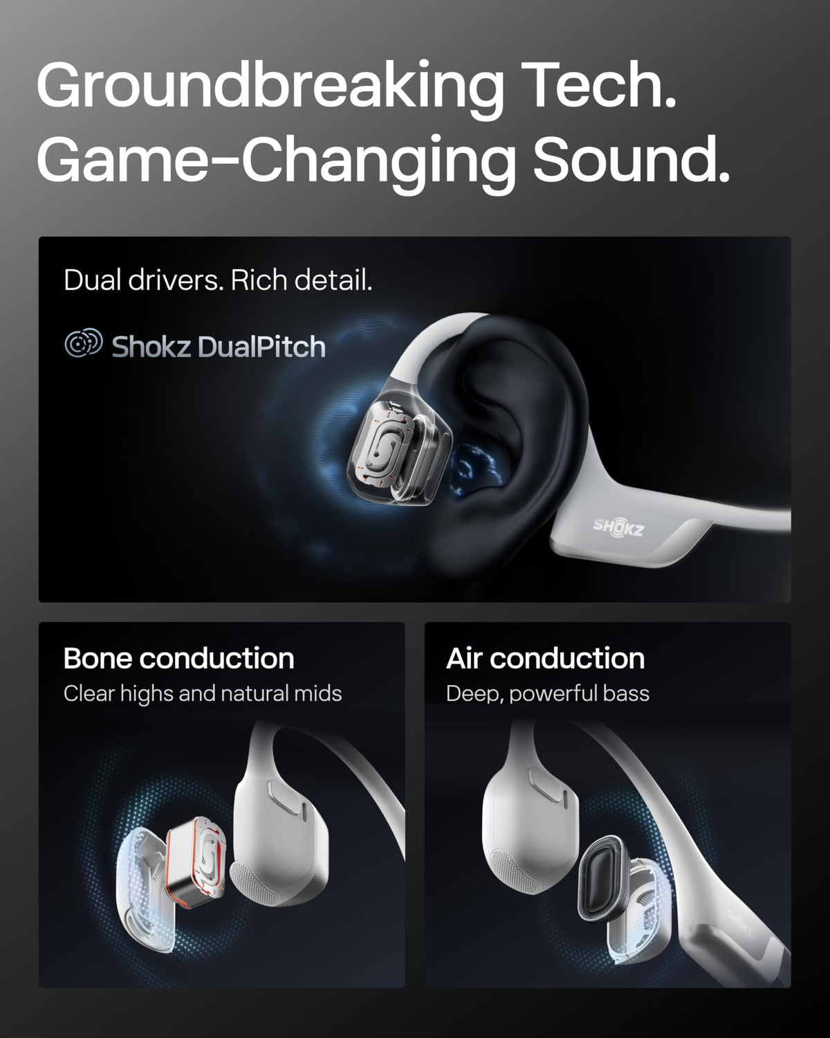 SHOKZ OpenRun Pro 2 Bone Conduction Bluetooth Sport Headphones, Black