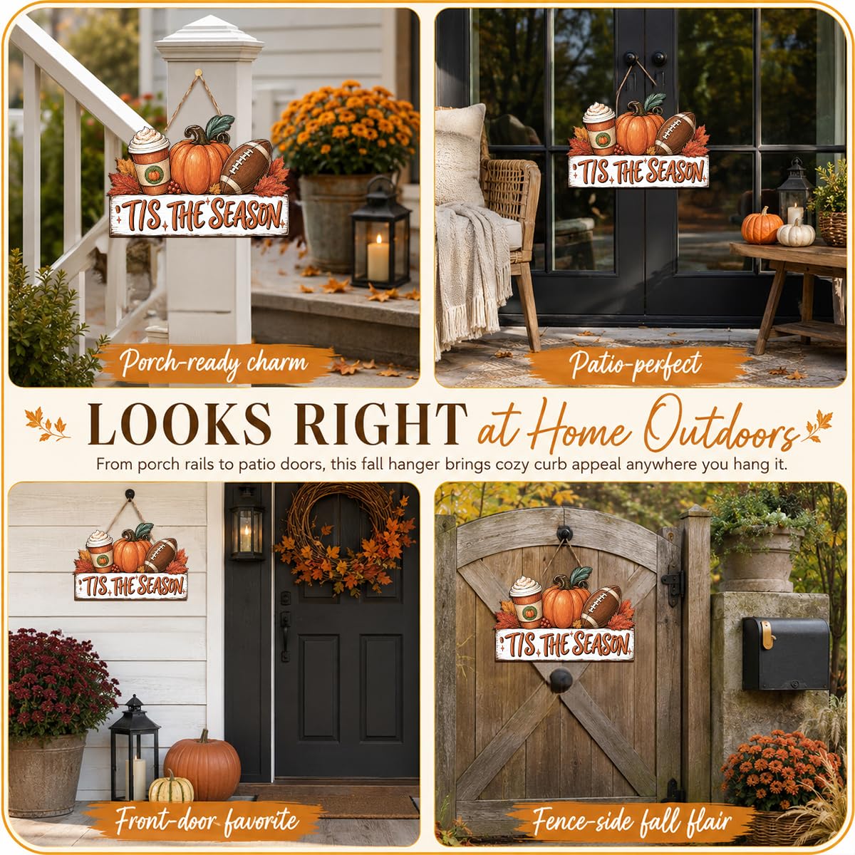 Fall Door Decor Wooden Pumpkin Door Hanger, Welcome Sign for Front Door