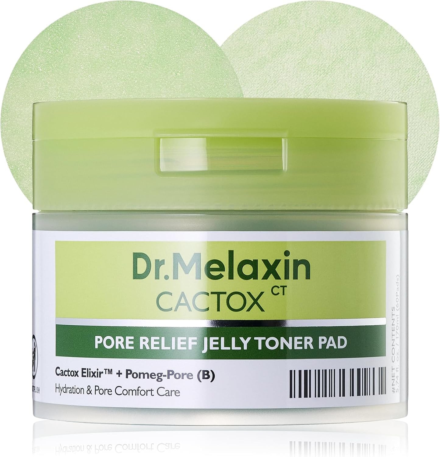 Dr.Melaxin Cactox Pore Relief Jelly Toner Pads – Cooling & De-Puffing Exfoliating Toner Pads for Enlarged Pores & Puffy Skin, Hydrating Korean Toner Pads with Cactus Extract & PHA, 60 Pads (170ml)