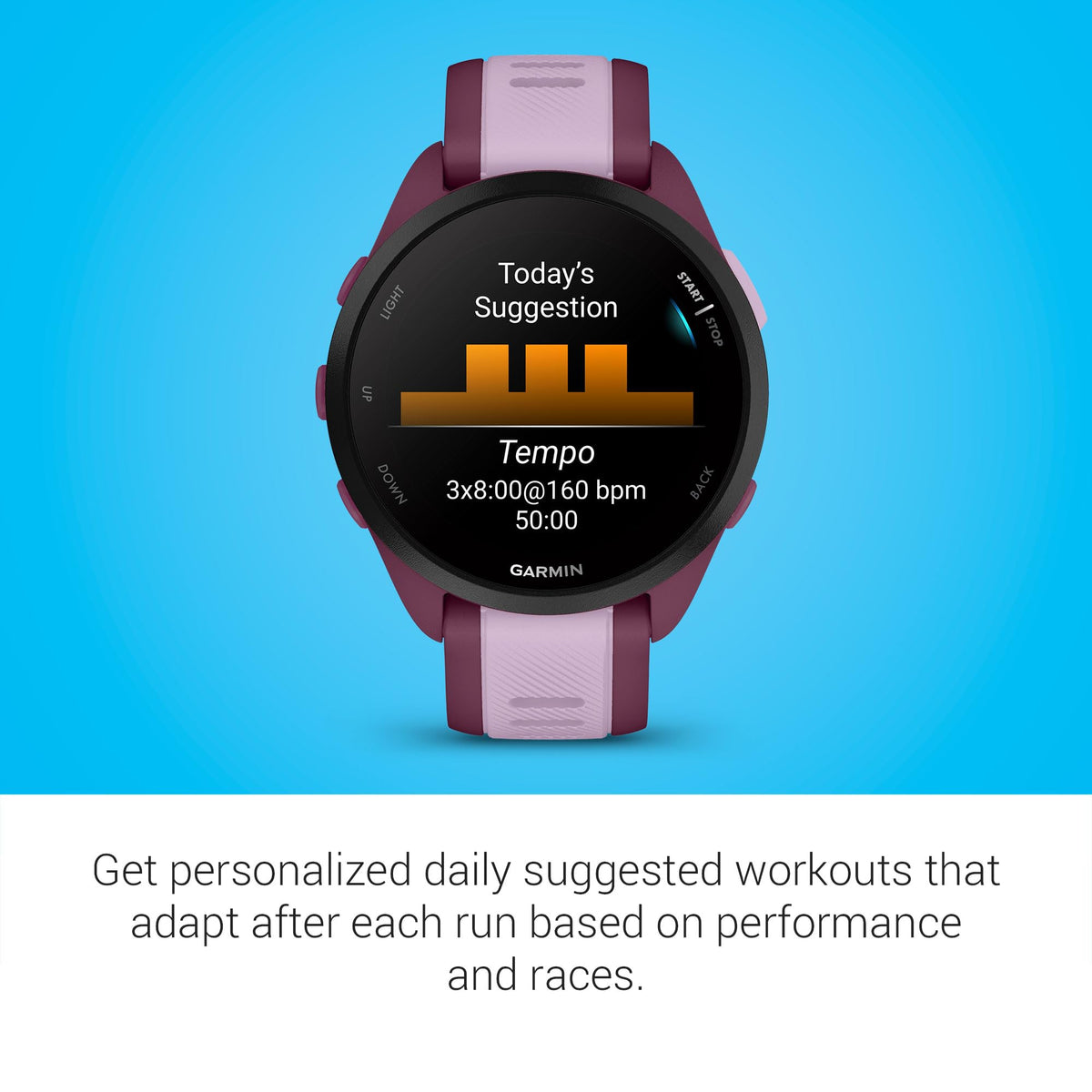 Garmin Forerunner® 165, Running Smartwatch, 43mm, Whitestone