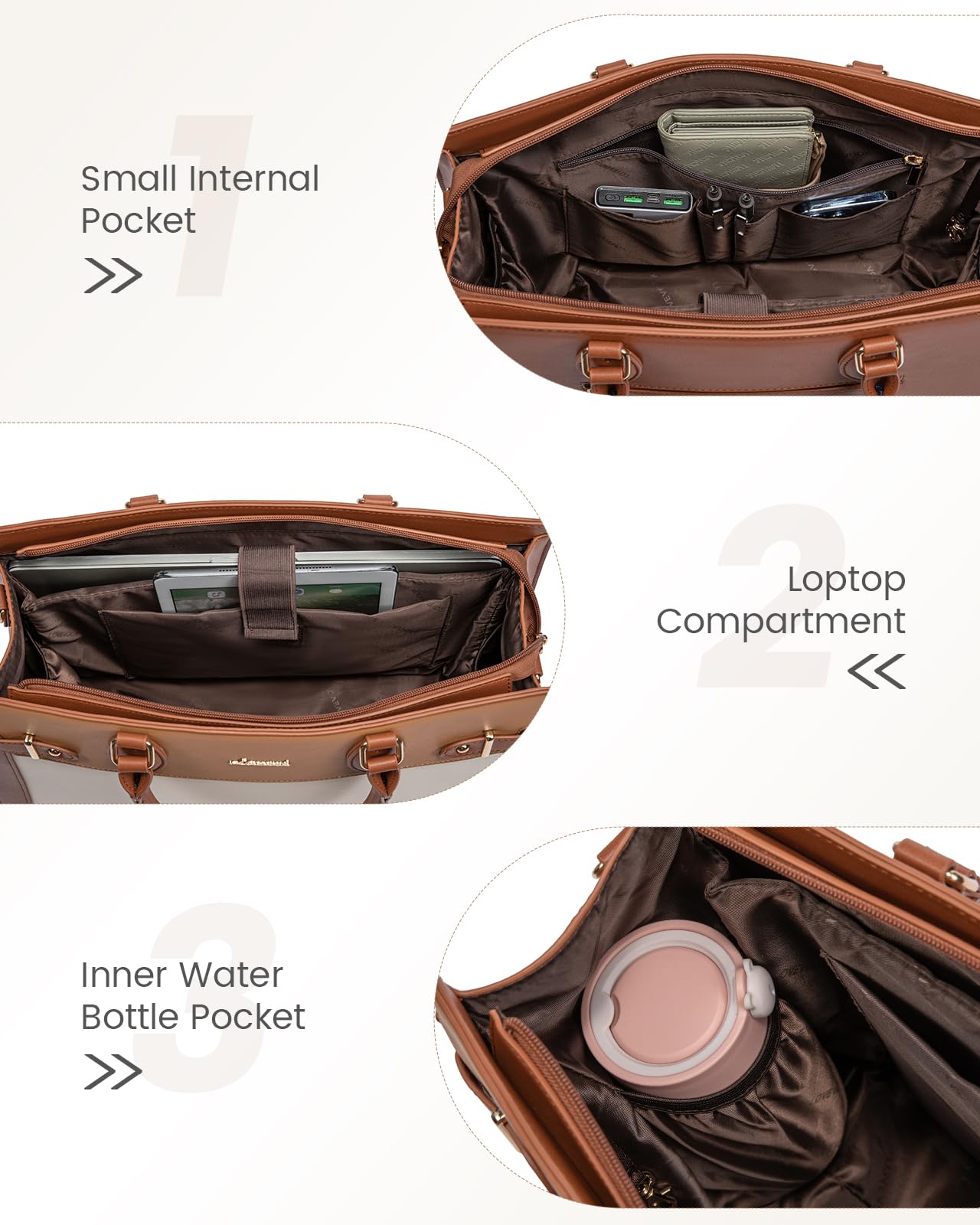 LOVEVOOK Laptop Bag for Women 15.6 Inch Work Tote, Business Computer Briefcase, Waterproof PU Leather Tote Bag for Teacher, Office Shoulder Tote Purse