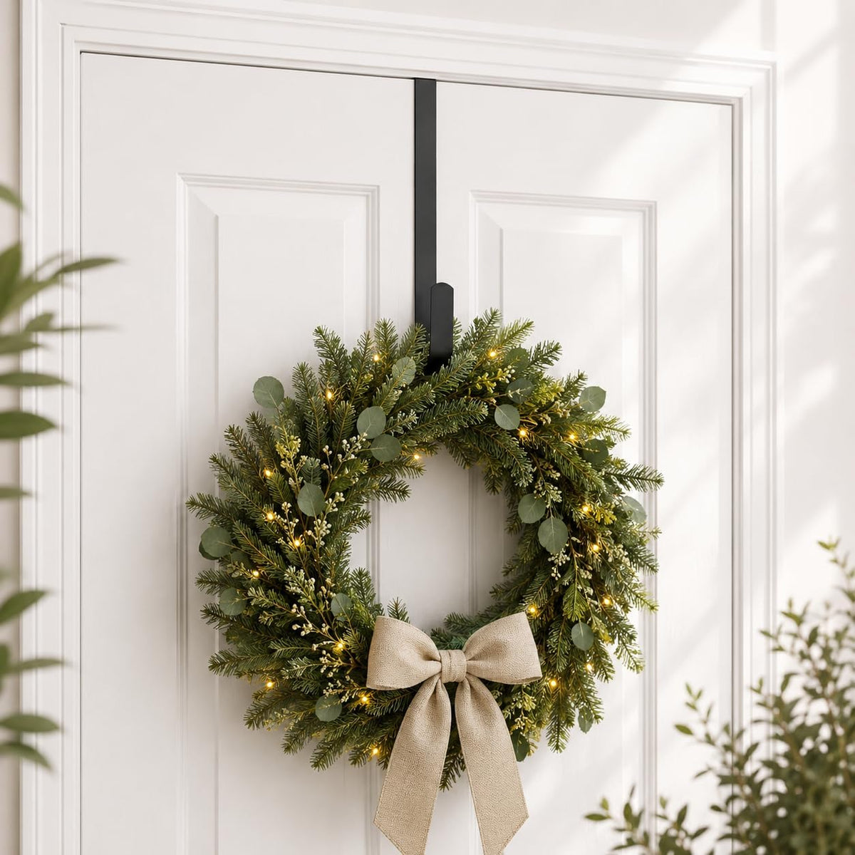 Sattiyrch 15" Wreath Hanger for Front Door, Over the Door Wreath Hook