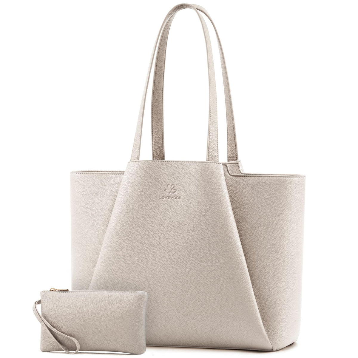 LOVEVOOK Laptop Tote for Women - 15.6 Inch Faux Leather Laptop Bag with Clutch, Large Capacity Office Purse Computer