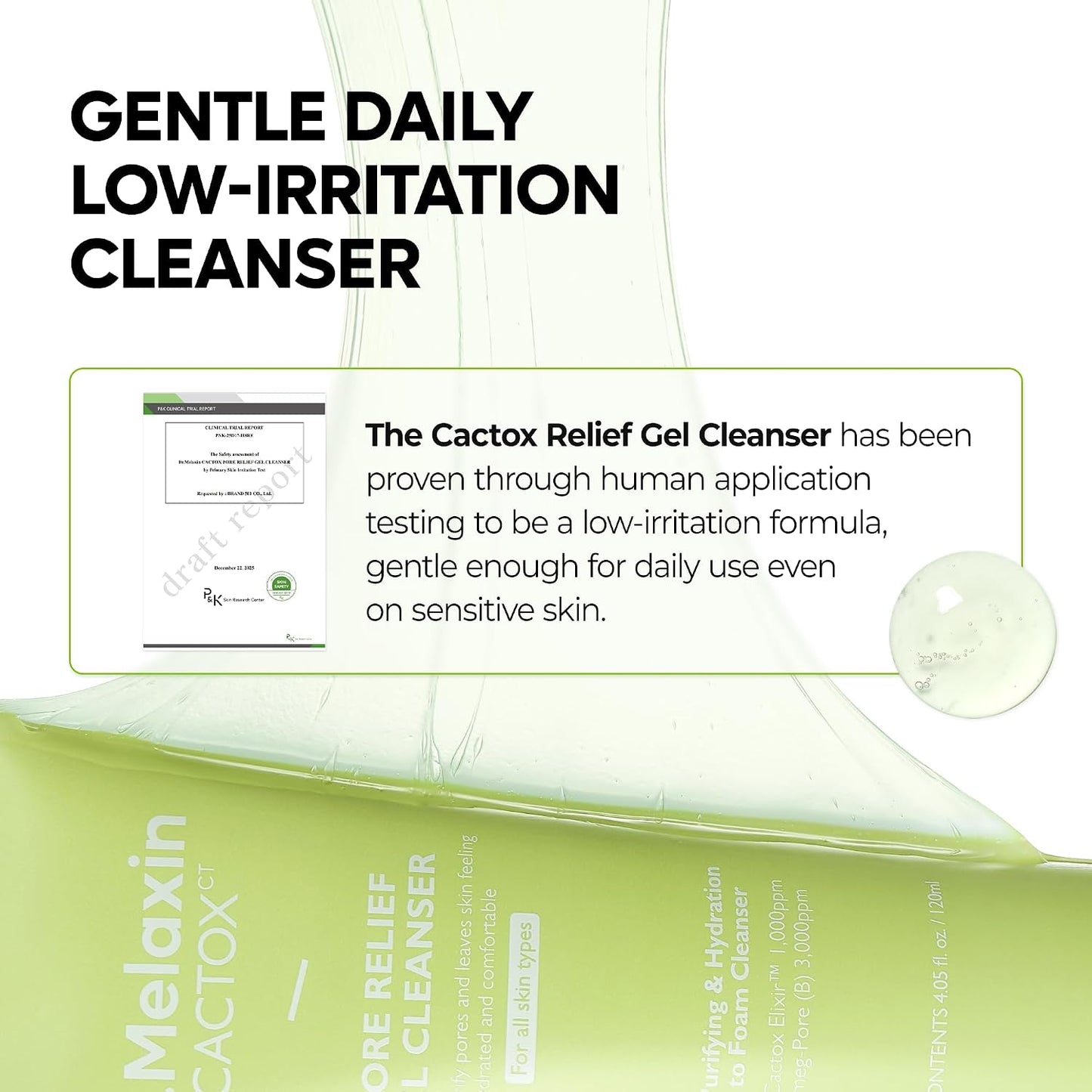 Dr.Melaxin Cactox Pore Relief Gel Cleanser, Hydrating Gel-to-Foam Facial Cleanser for Pore Cleansing and Enlarged-Looking Pores, 120ml