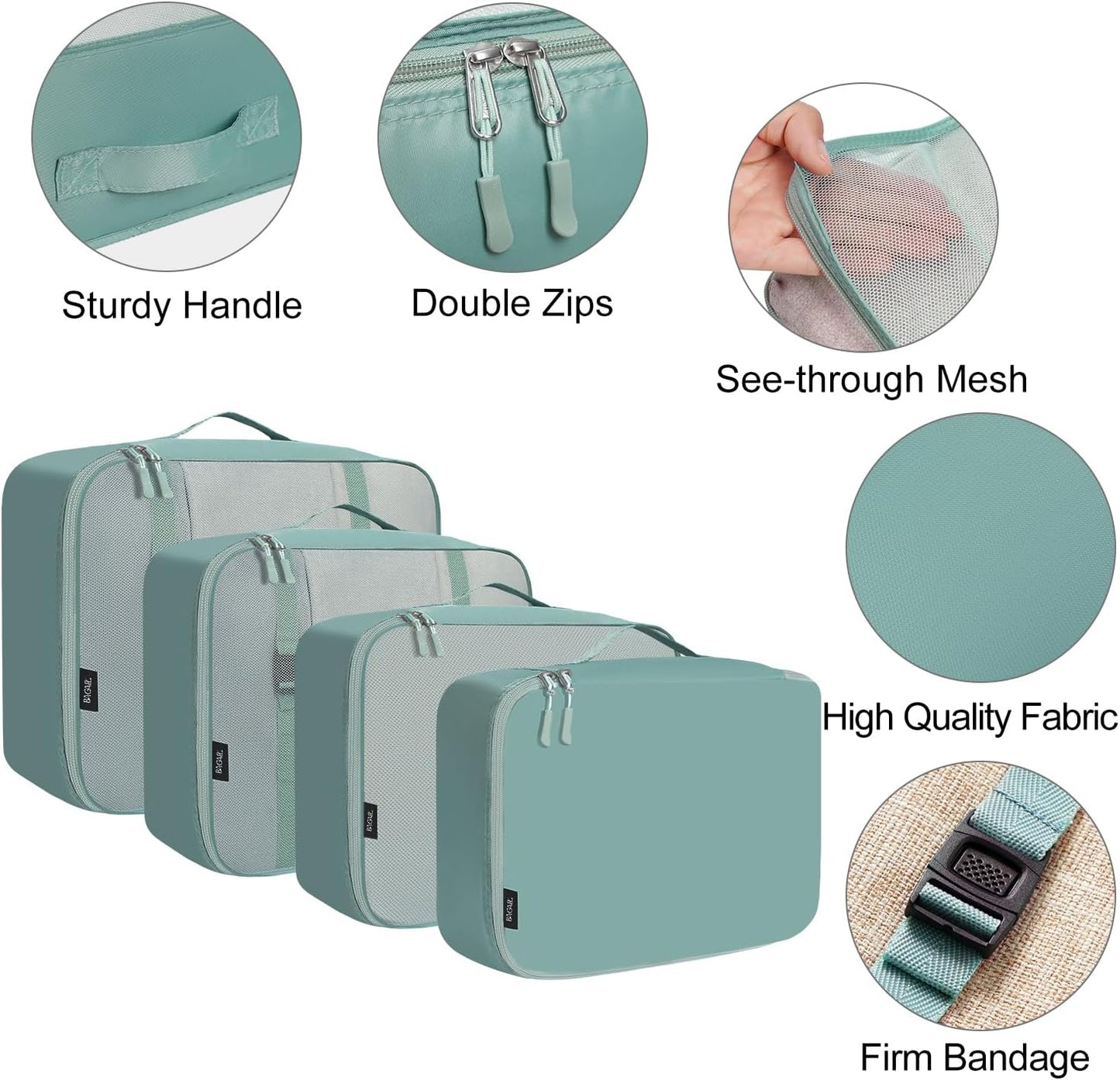 BAGAIL 8 Set Packing Cubes Luggage Packing Organizers for Travel Accessories-Aqua Color