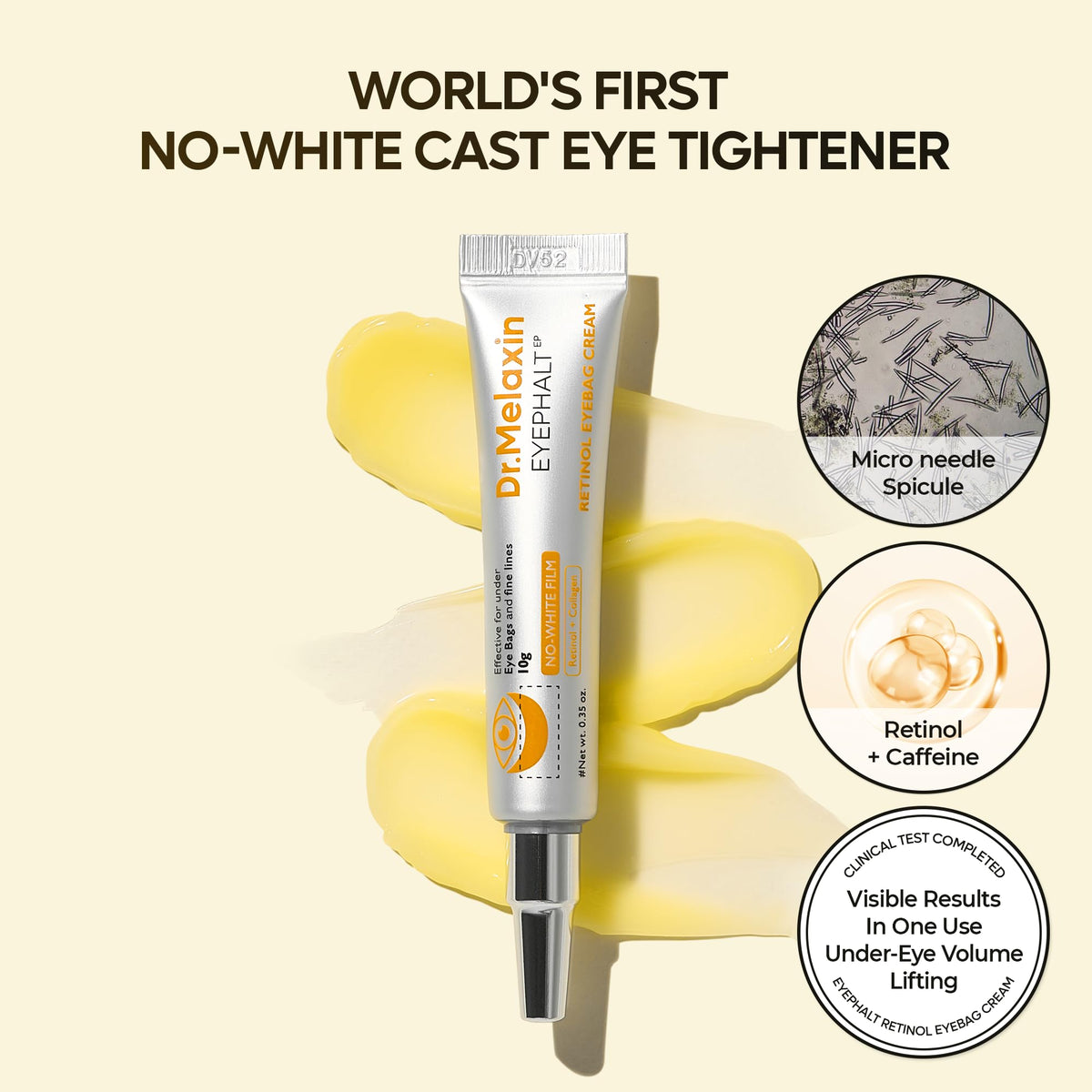 Dr.Melaxin Eyephalt Under Eye Cream for Dark Circles and Puffiness, Eye Cream for Bags Under Eyes with Bio-Spicule, EGF & Niacinamide, Depuffing Eye Bag Lifting Treatment, Korean Skin Care, 0.33 fl oz