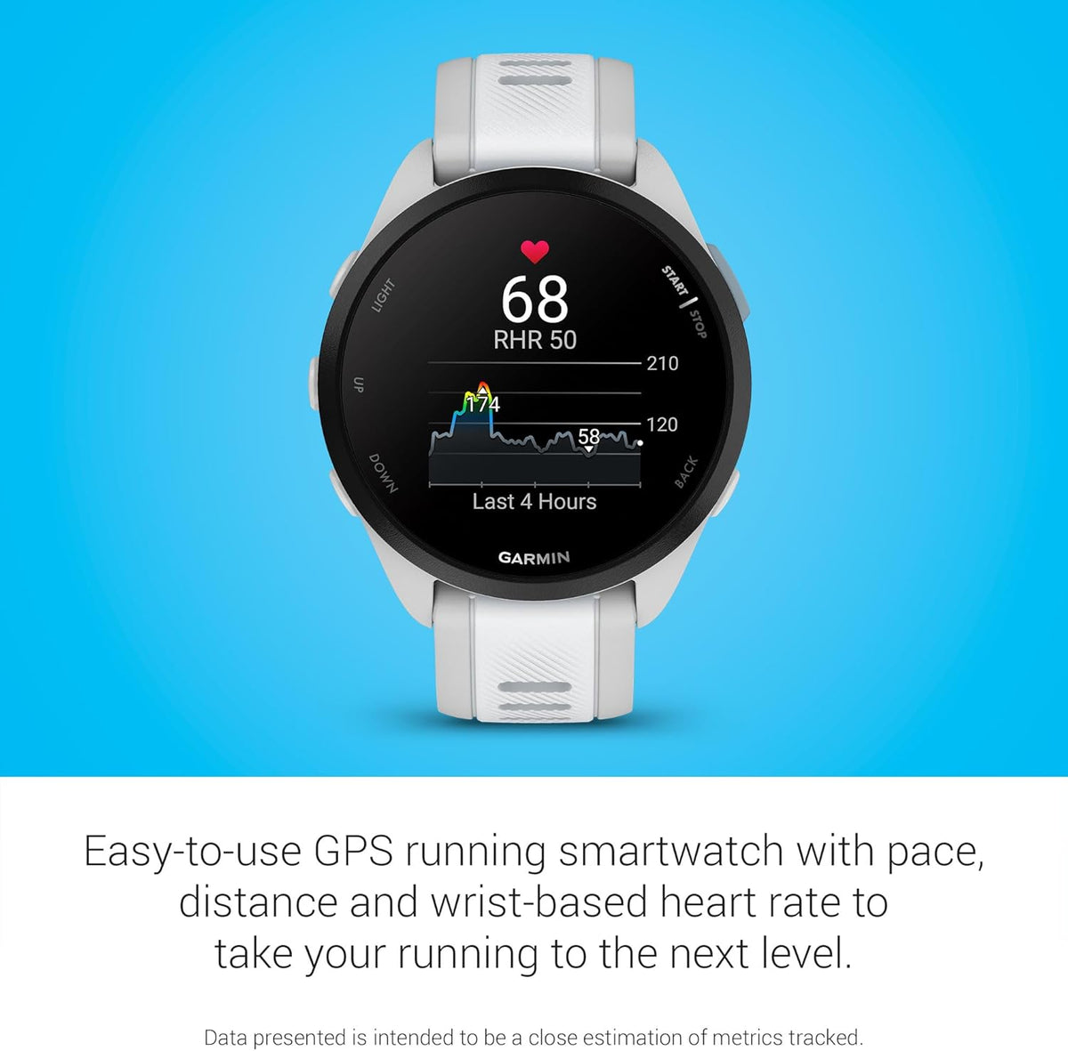 Garmin Forerunner® 165, Running Smartwatch, 43mm, Whitestone