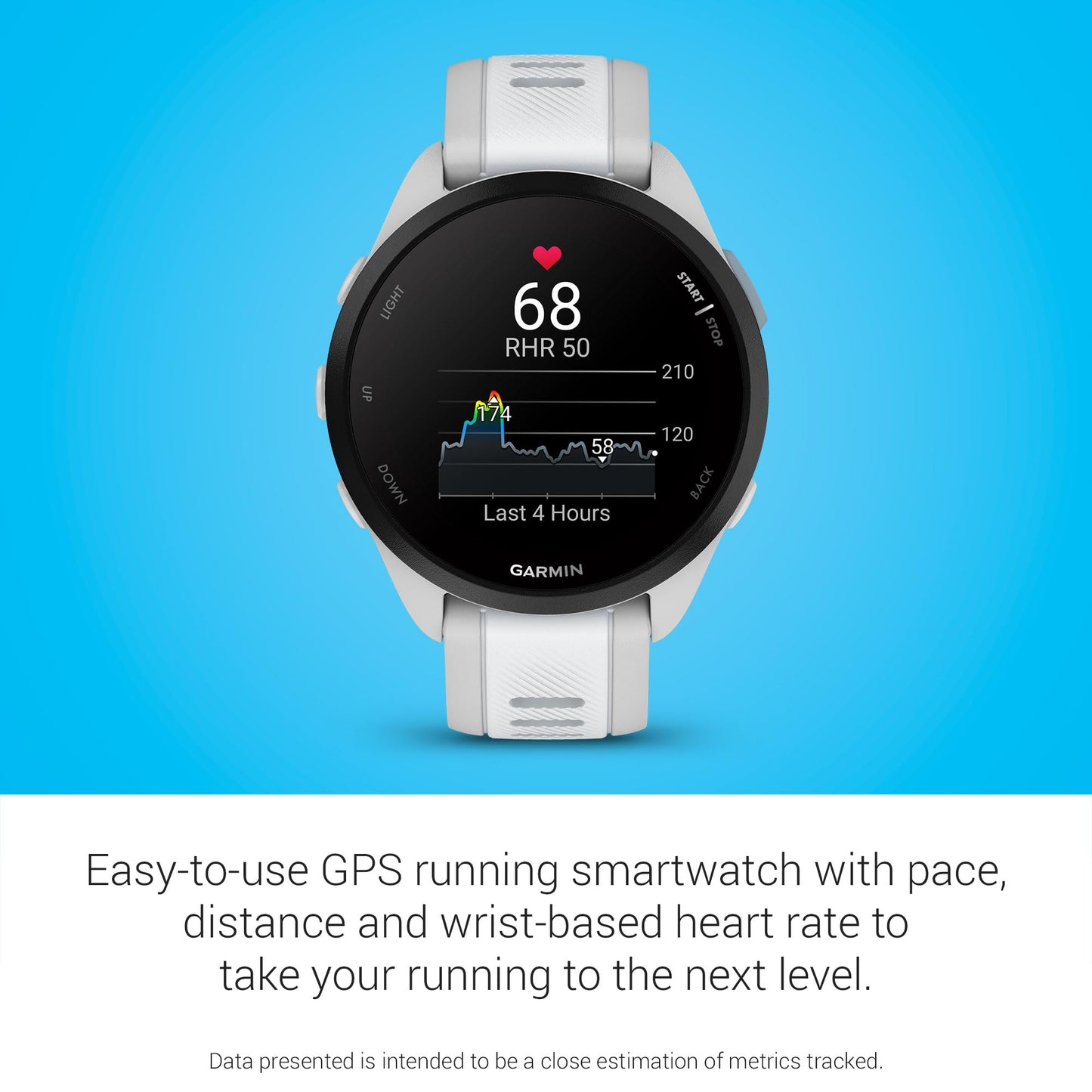 Garmin Forerunner® 165, Running Smartwatch, 43mm, Whitestone