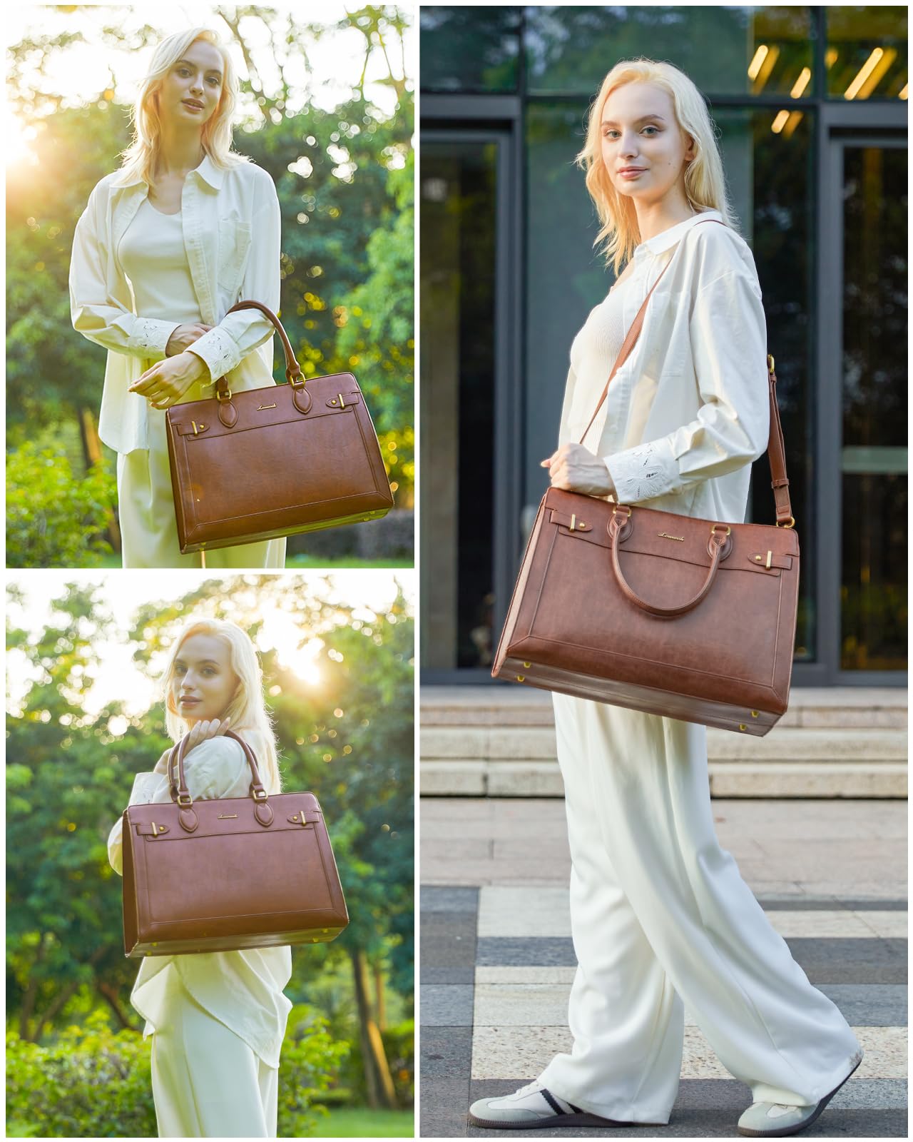 LOVEVOOK Laptop Bag for Women 15.6 Inch Work Tote, Business Computer Briefcase, Waterproof PU Leather Tote Bag for Teacher, Office Shoulder Tote Purse