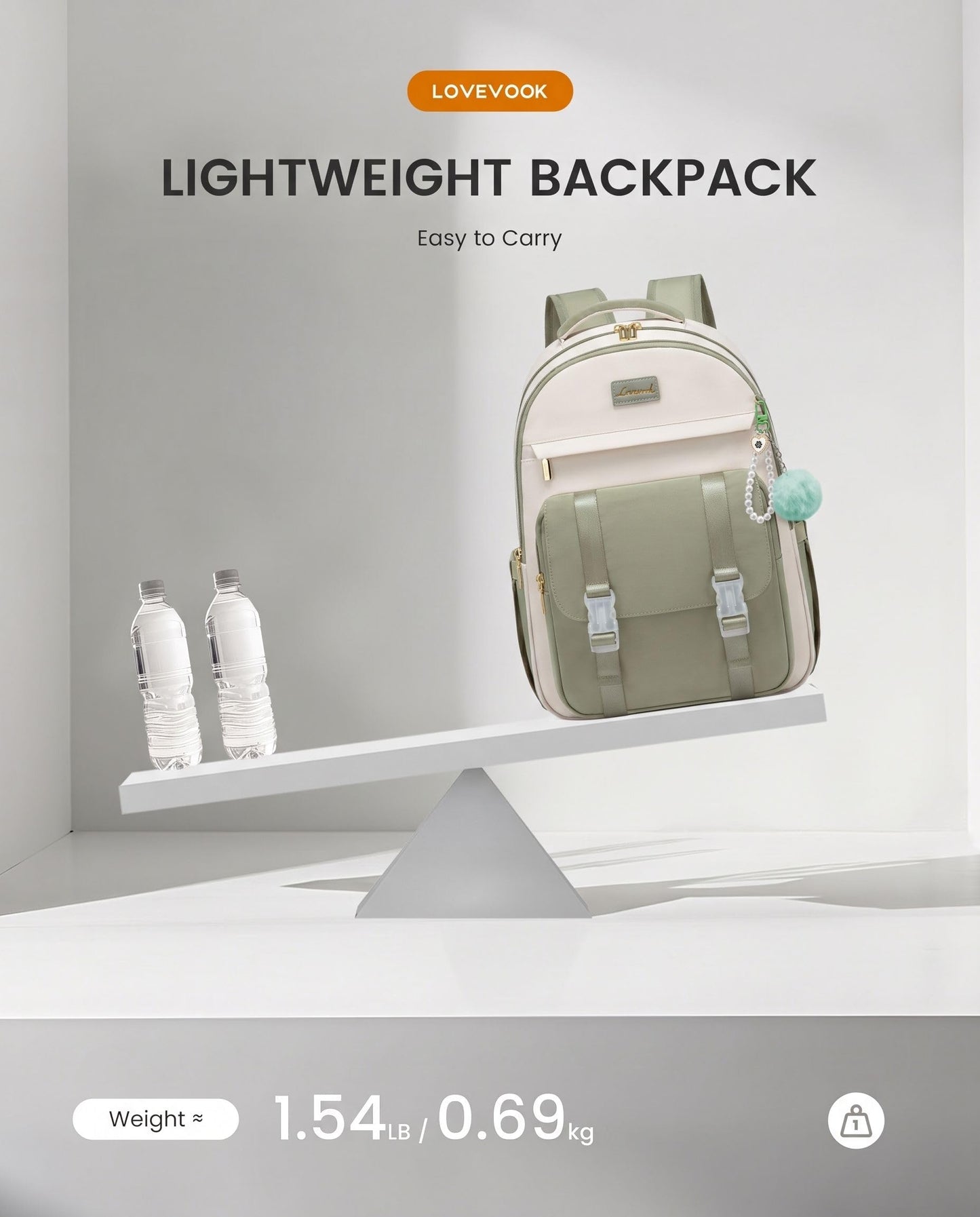 LOVEVOOK School Backpack for Teen Girls, Cute Student Backpack Purse Kid Bookbag for 8-17 Teenage, Back to School Backpacks Fit 15.6 Inch Laptop, College Travel Bag with Large Water Bottle Holder