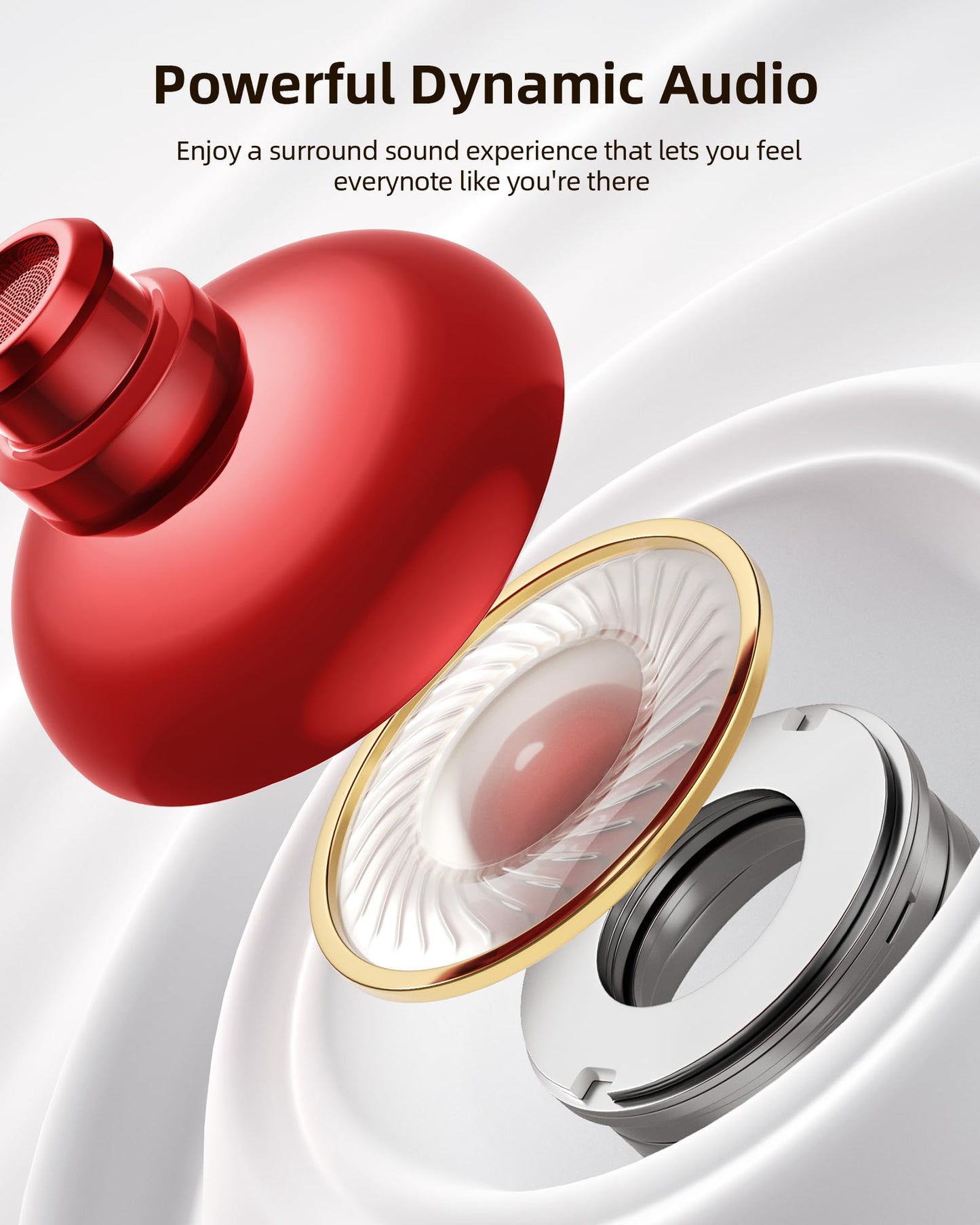 PocBuds Bluetooth Headphones Wireless Earbuds 80hrs Playtime Wireless Charging Case Digital Display Sports Ear Buds with Earhook Deep Bass IPX7 Waterproof Over-Ear Earphones for TV Phone Laptop Olive