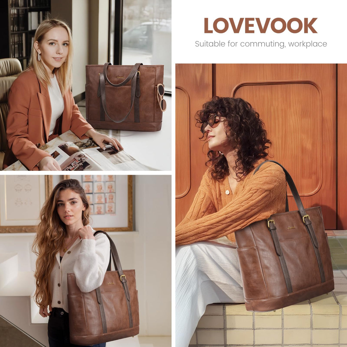 LOVEVOOK Laptop Work Tote Bag for Women,Teacher Computer Briefcase Business Shoulder Bag for Office Travel Gift