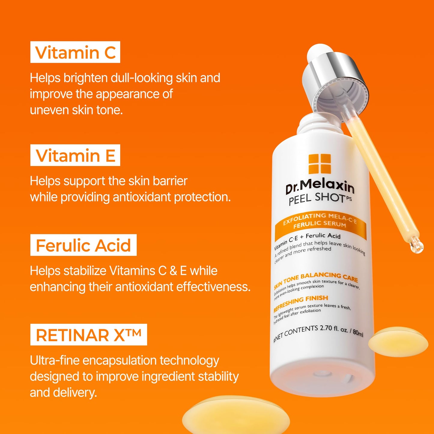 Dr.Melaxin Peel Shot Black Rice Exfoliating Ampoule, Face Exfoliator with AHA BHA Niacinamide Rice Bran Water, Blackhead Remover, Pore Minimizer, Brightening Glass Skin Serum, Korean Skin Care, 2.7 oz