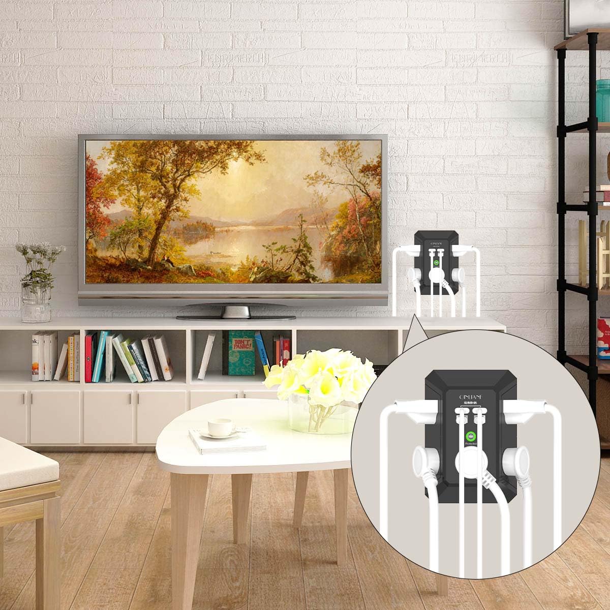 Wall Charger, Surge Protector, QINLIANF 5 Outlet Extender with 4 USB Ports
