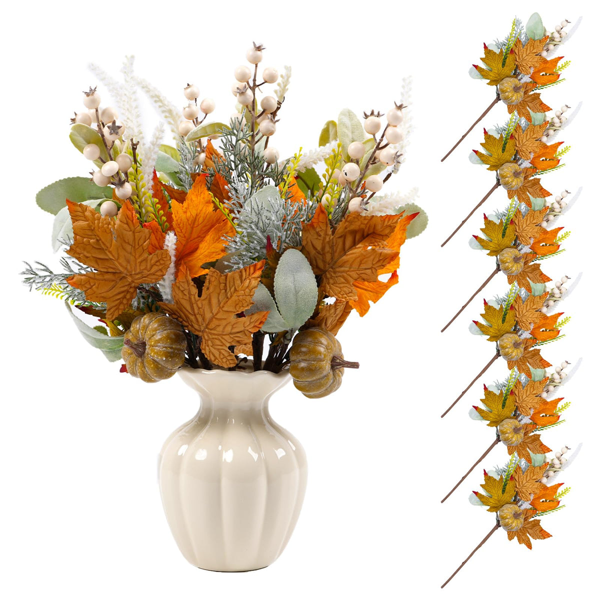20" Harvest Fall Wreath for Front Door,Pumpkins Berries Autumn Wreaths