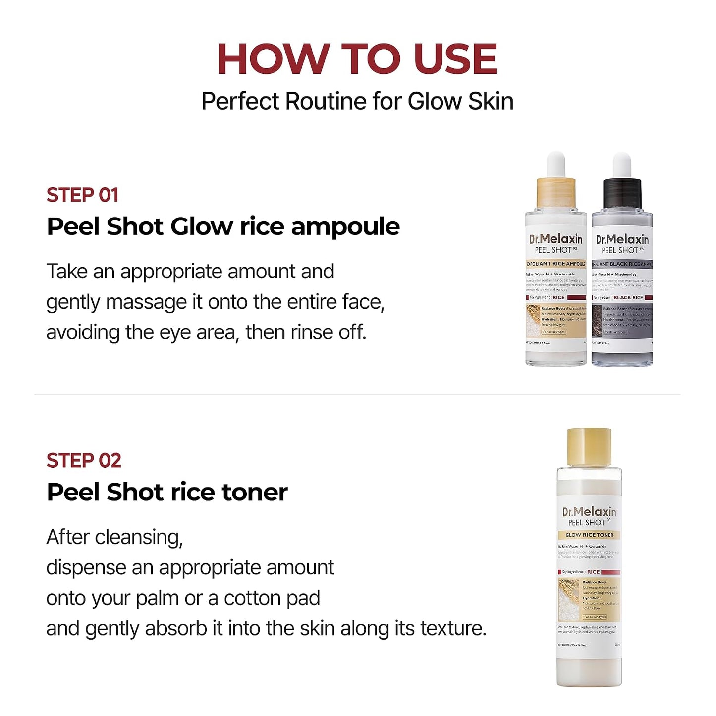 Dr.Melaxin Peel Shot Glow Rice Toner with Rice Extract & Ceramides, Hydrating & Skin Refining Face Toner for Glass Skin, Liposome Oil for Deep Moisture & Barrier Care, Korean Skincare, 6.76 fl.oz