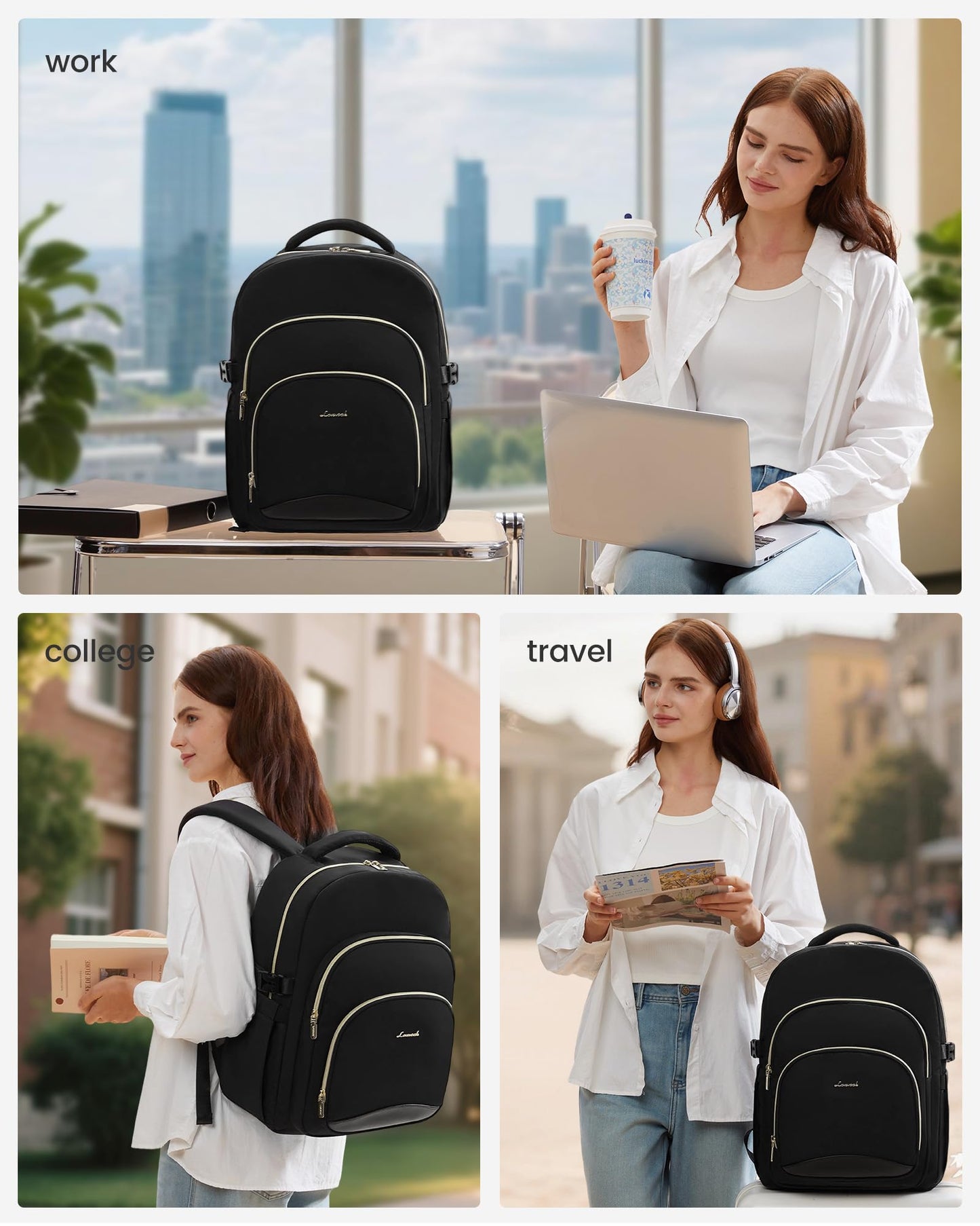 LOVEVOOK Laptop Backpack for Women, 15.6-Inch Work Backpack, Back to School Bookbag for College Student Teen Girls, Casual Personal Item Travel Bag Business Computer Daypack for Teacher Nurse, Gift