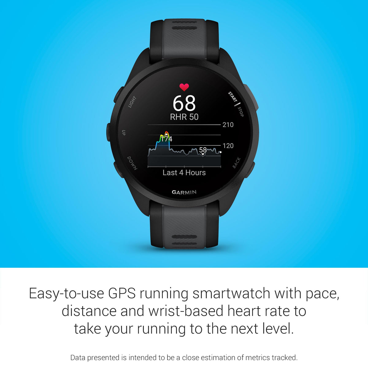 Garmin Forerunner® 165, Running Smartwatch, 43mm, Whitestone