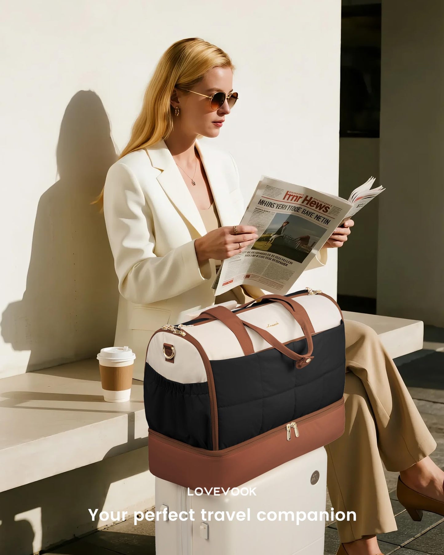 LOVEVOOK Garment Bags for Travel,Convertible Garment Bag for Women with Shoe Pouch,Carry on Duffel Bag with Toiletry Bag, 2 in 1 Hanging Suitcase Suit Bag,Waterproof Weekender Bags for Business Trip