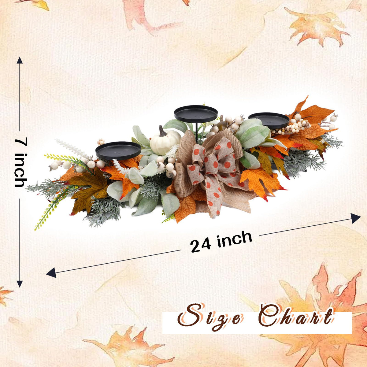 20" Harvest Fall Wreath for Front Door,Pumpkins Berries Autumn Wreaths