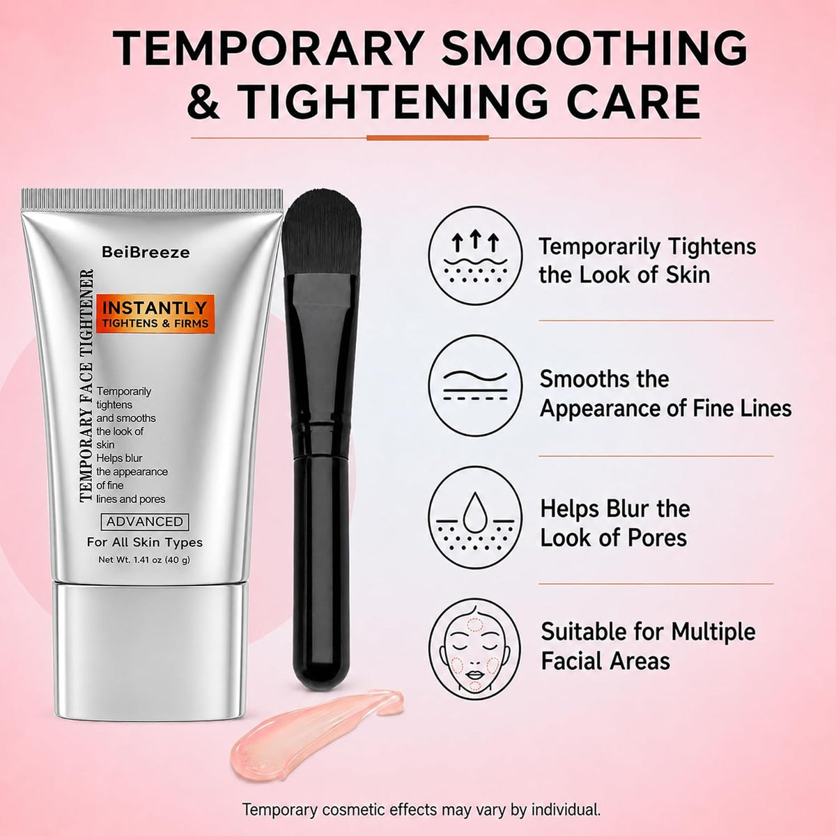 Instant Firming Face Cream, 2 Pack Lightweight Quick-Setting Facial Cream for Smoother-Looking Skin, Wear Alone or Under Makeup