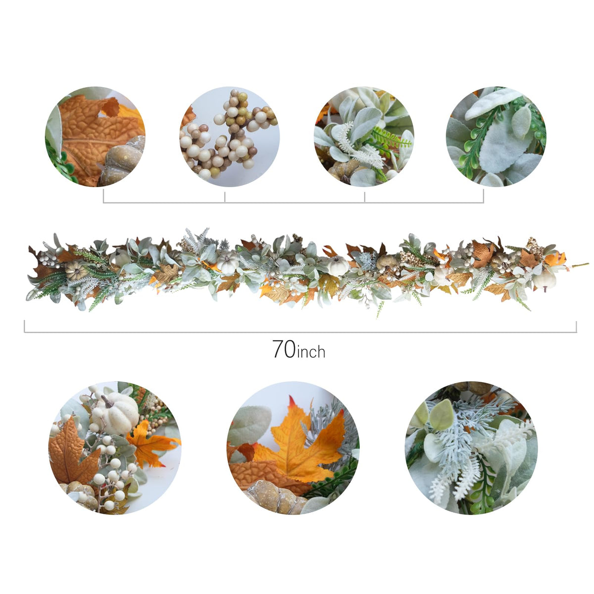 20" Harvest Fall Wreath for Front Door,Pumpkins Berries Autumn Wreaths