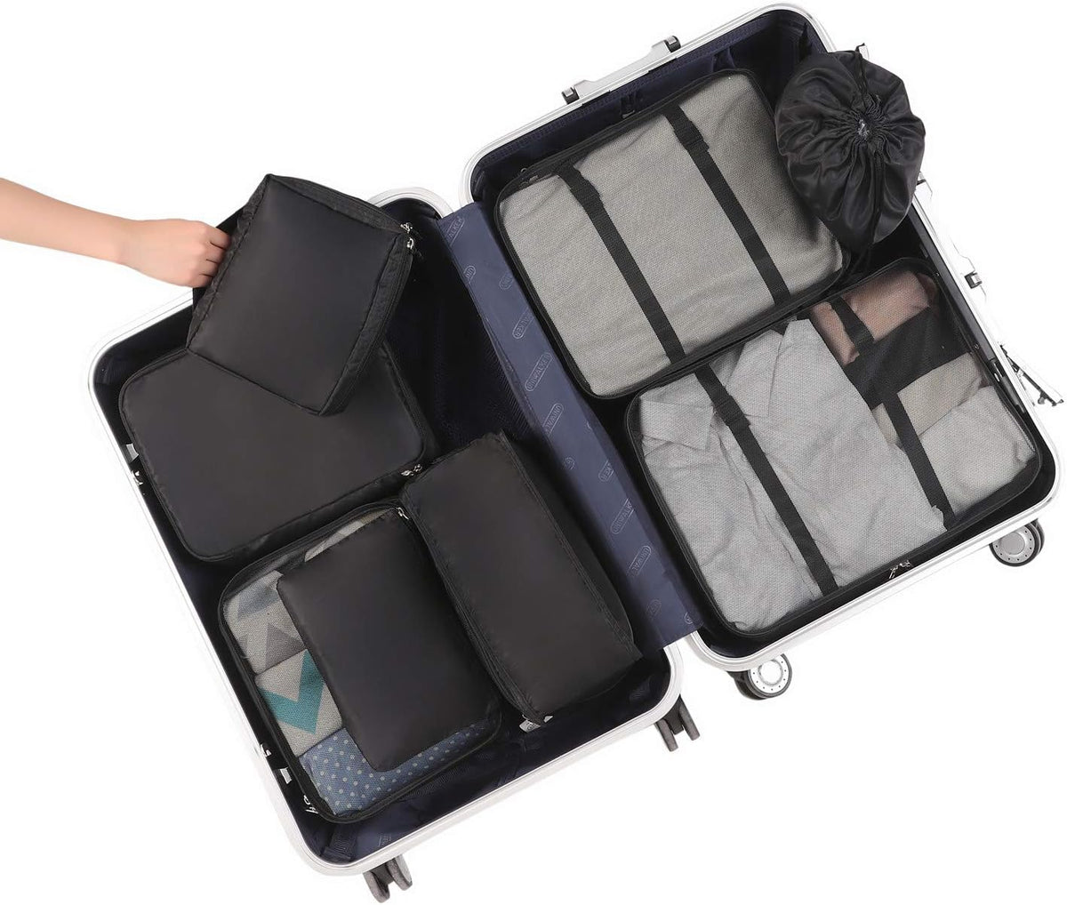 BAGAIL 8 Set Packing Cubes Luggage Packing Organizers for Travel Accessories-Aqua Color