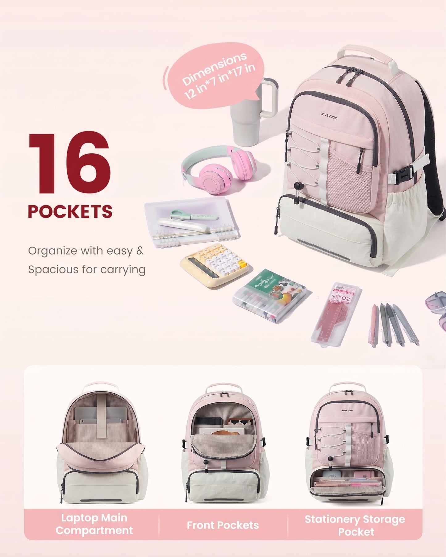 LOVEVOOK Backpack for Kids Teen Girls, Cute Back to School Backpack Bookbag