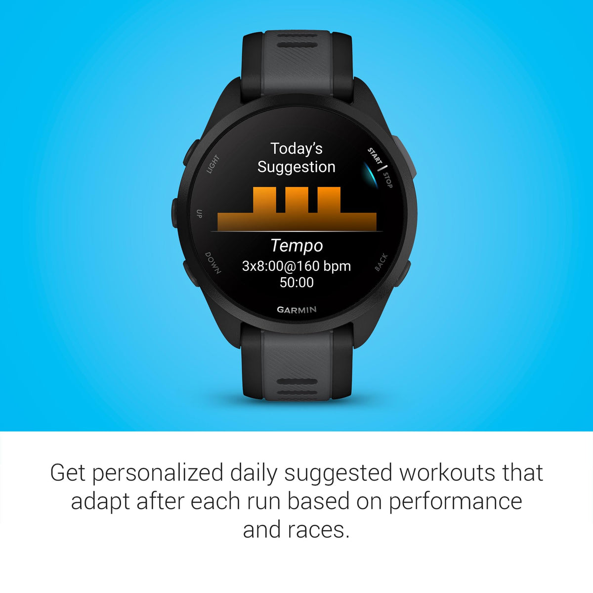 Garmin Forerunner® 165, Running Smartwatch, 43mm, Whitestone