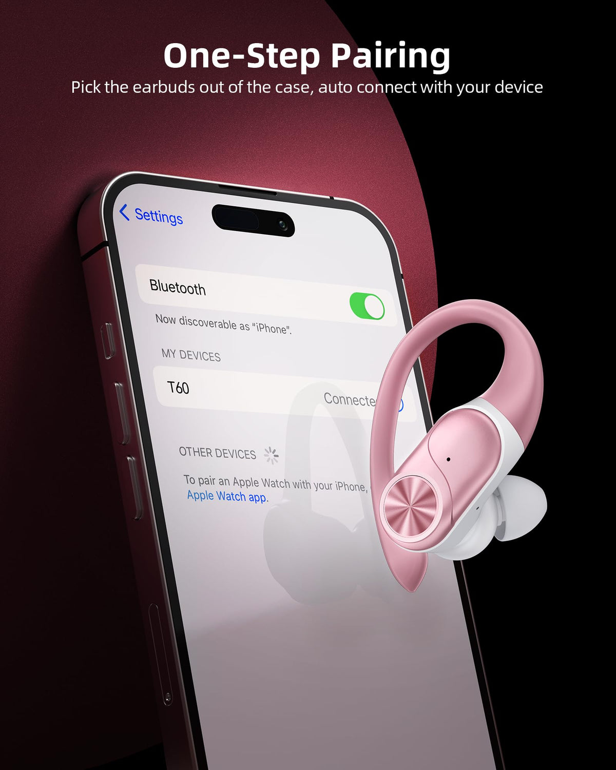 PocBuds Bluetooth Headphones Wireless Earbuds 80hrs Playtime Wireless Charging Case Digital Display Sports Ear Buds with Earhook Deep Bass IPX7 Waterproof Over-Ear Earphones for TV Phone Laptop Olive