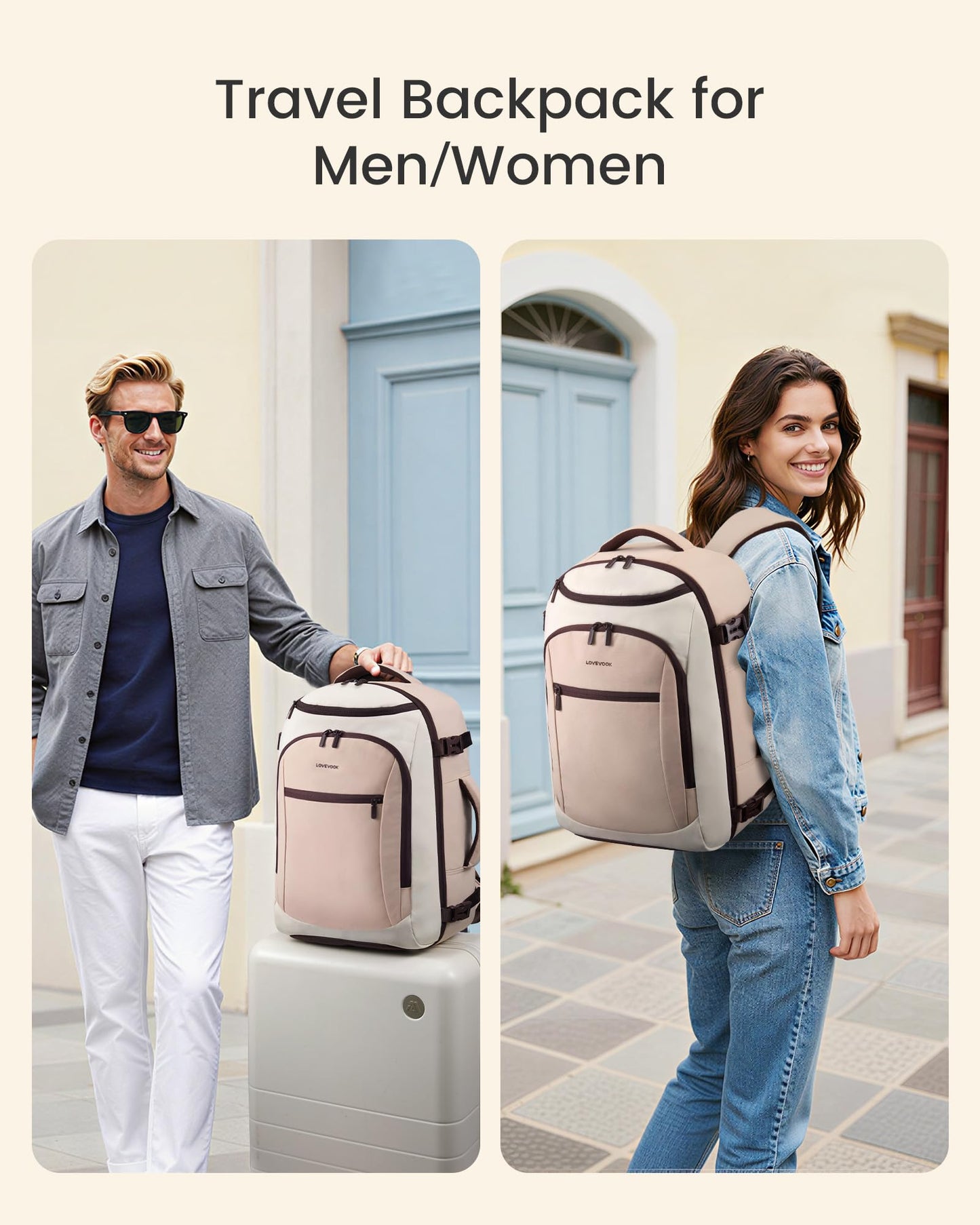 LOVEVOOK 40L Travel Backpack for Women & Men, Airline Approved Carry On Bag